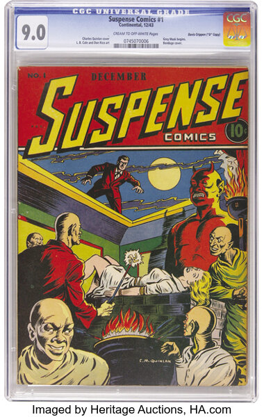 Golden Age (1938-1955):Horror, Suspense Comics #1 Davis Crippen ("D" Copy) pedigree (Continental Magazines, 1943) CGC VF/NM 9.0 Cream to off-white pages. T...