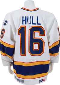 Lot Detail - 1993-94 BRETT HULL ST. LOUIS BLUES GAME WORN JERSEY