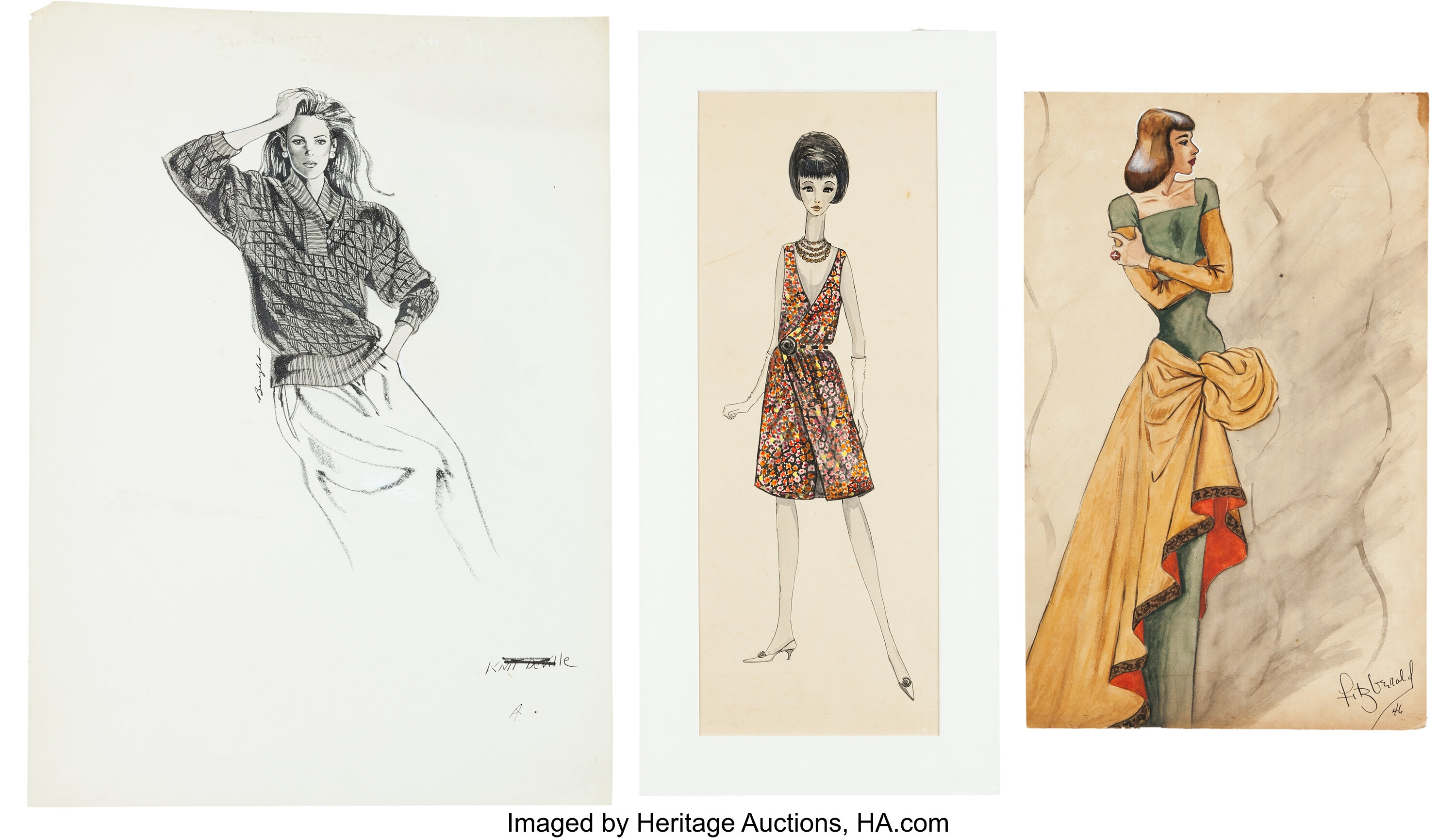 vintage fashion drawing