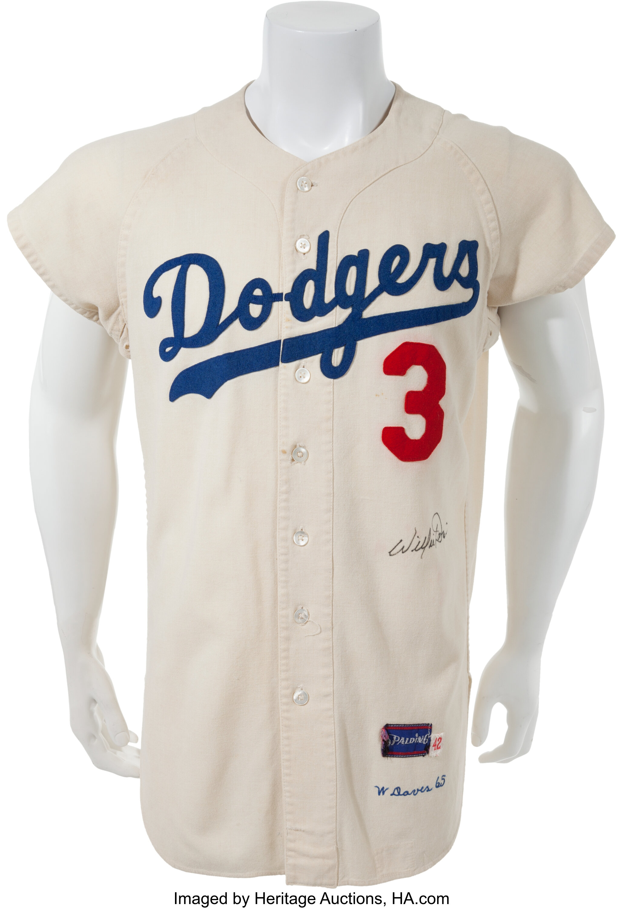 1962 Willie Davis Game Used Los Angeles Dodgers Jersey With Heritage COA