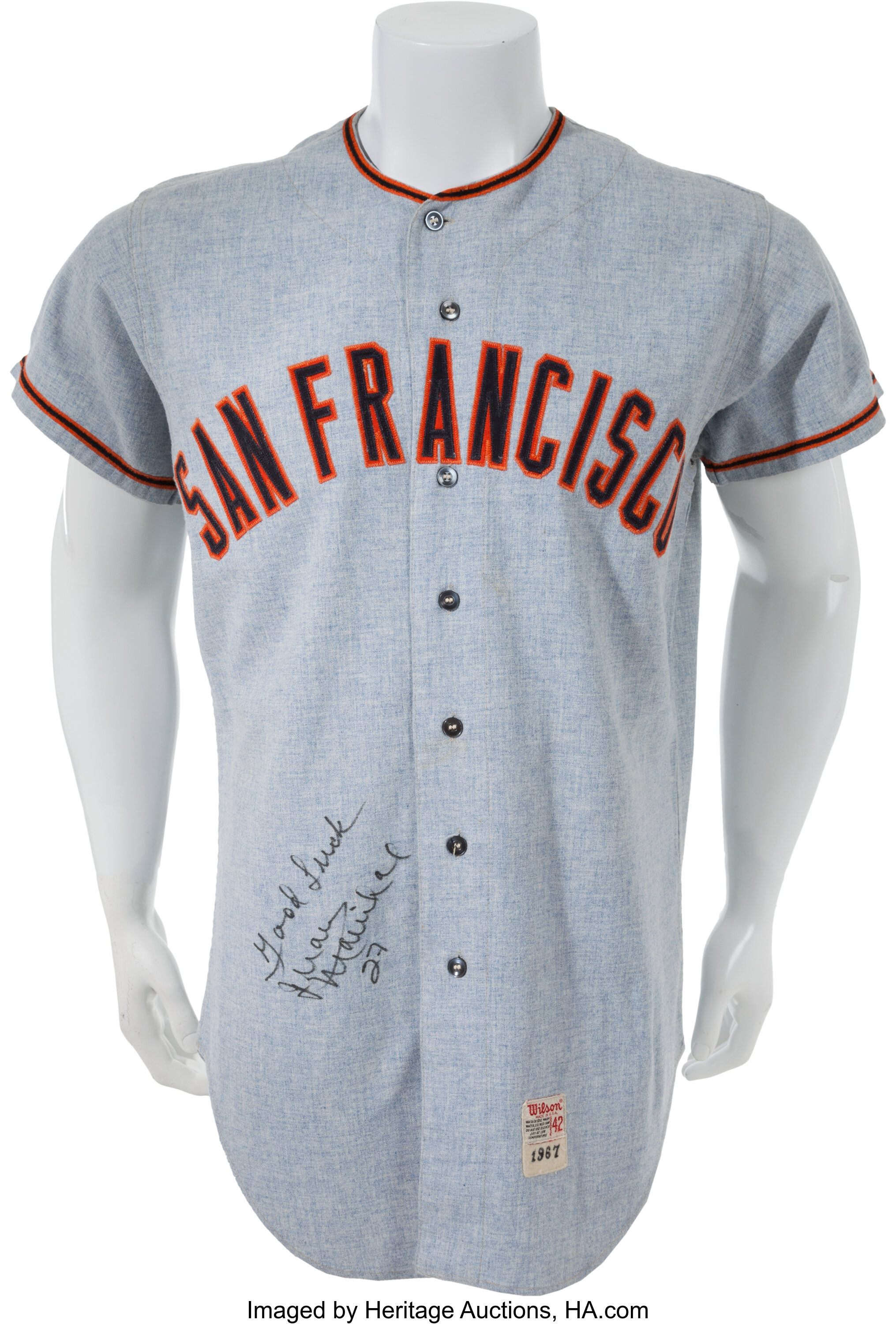 1967 Juan Marichal Game Worn San Francisco Giants Jersey, MEARS, Lot  #81717