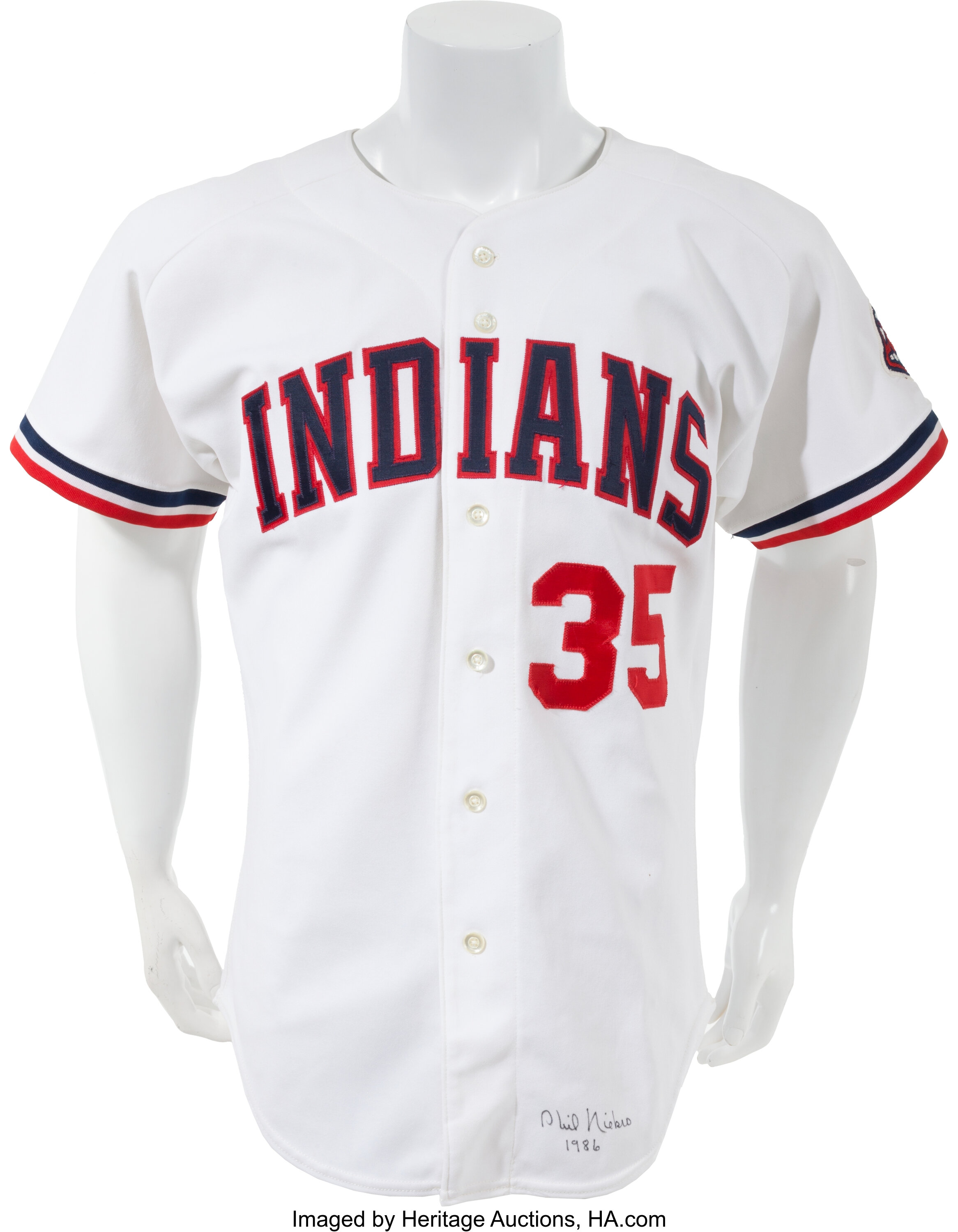1986 Phil Niekro Game Worn Signed Cleveland Indians Jersey. , Lot  #81744
