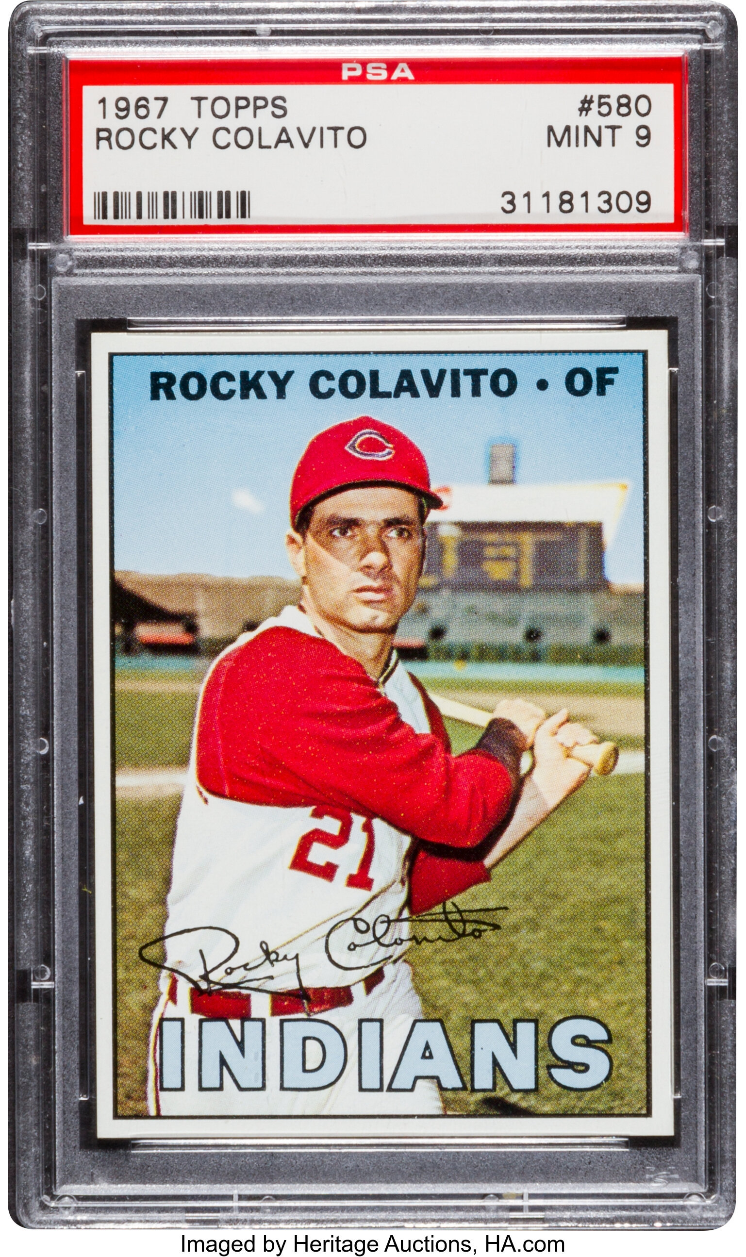 1967 Topps Rocky Colavito #580 PSA Mint 9. Baseball Cards, Lot #80752