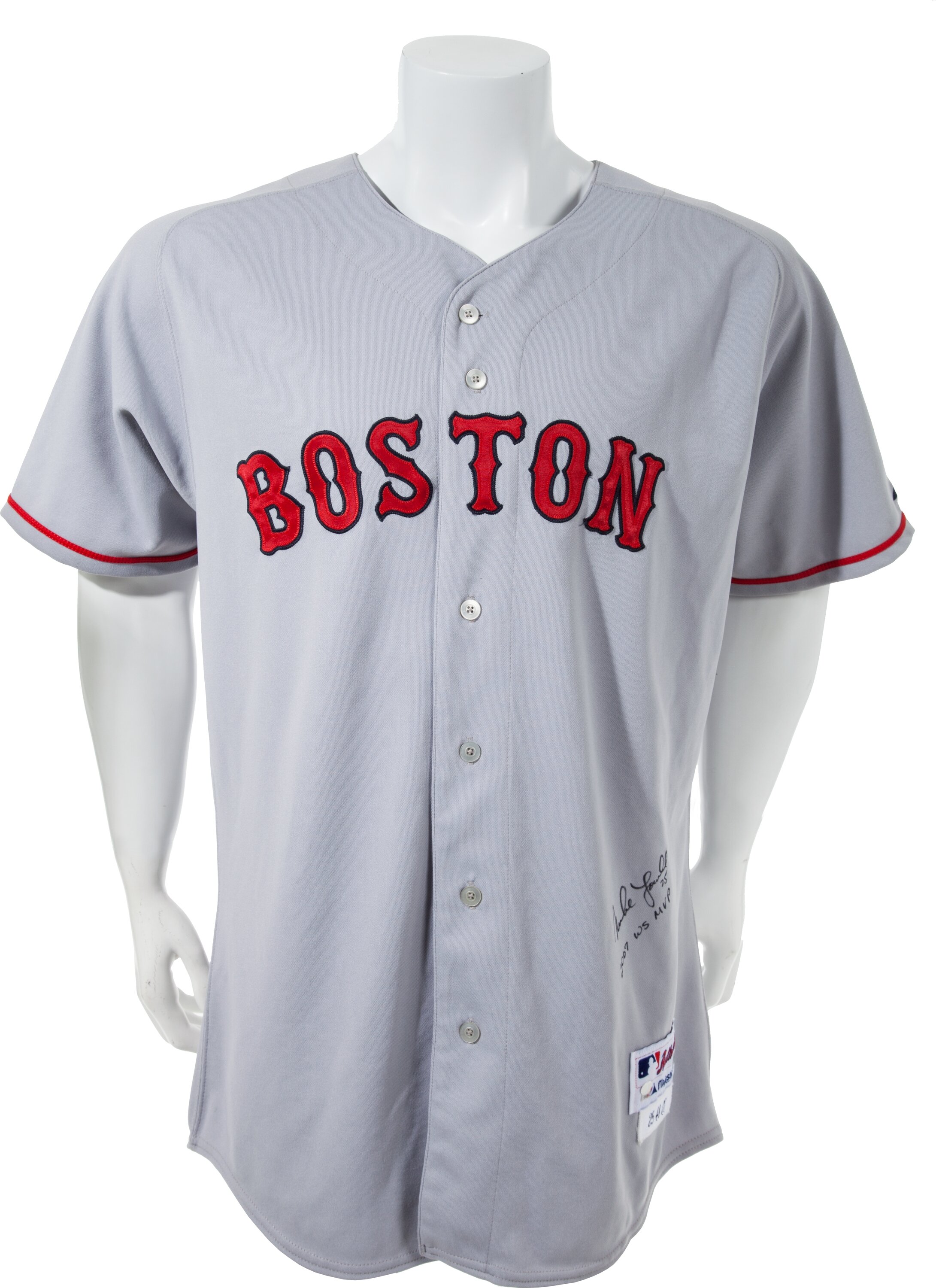 2008 Mike Lowell Game Worn Signed Boston Red Sox Jersey. , Lot #82549