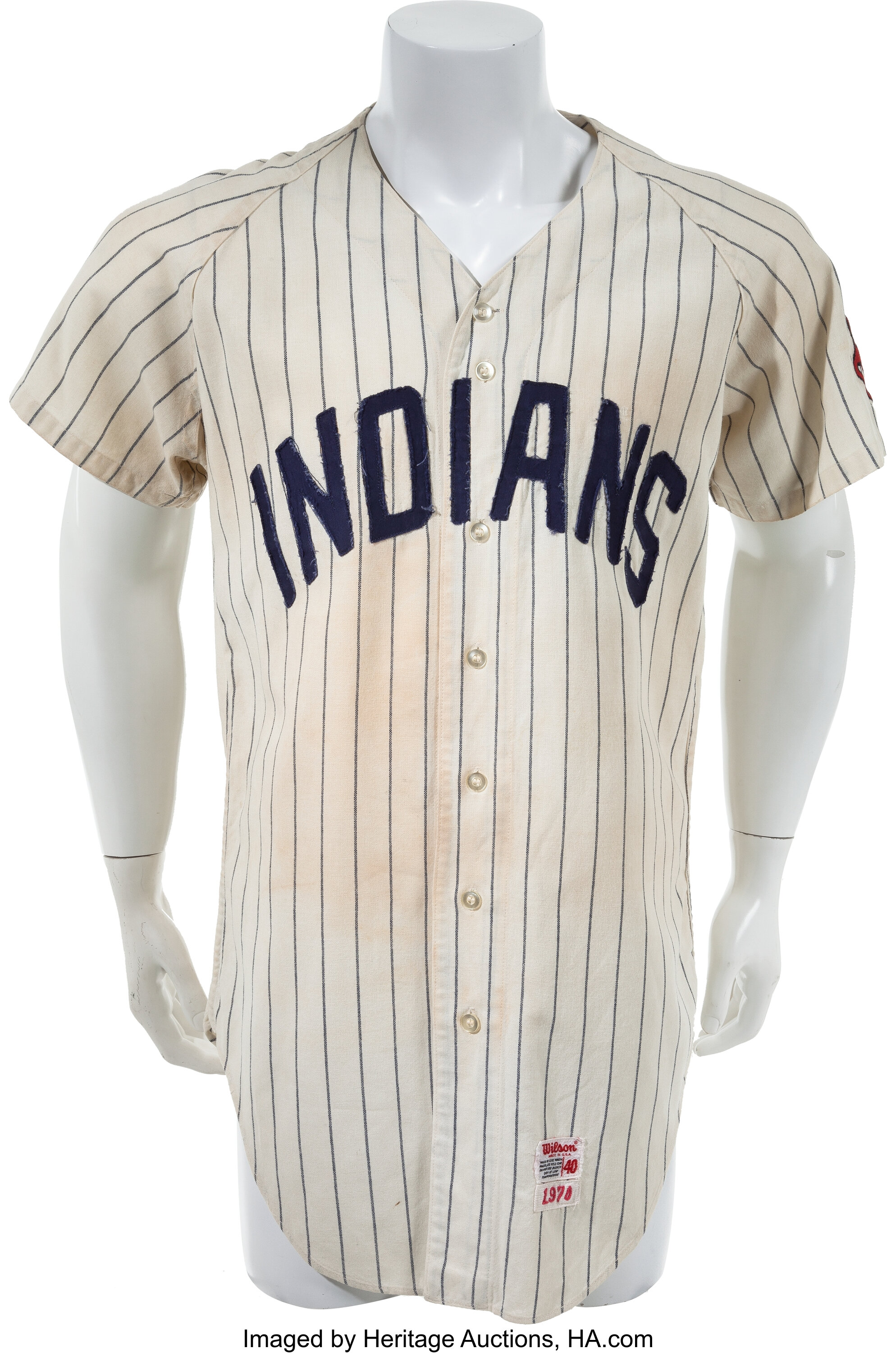 1970 John Lowenstein Game Worn Cleveland Indians Jersey., Lot #82531