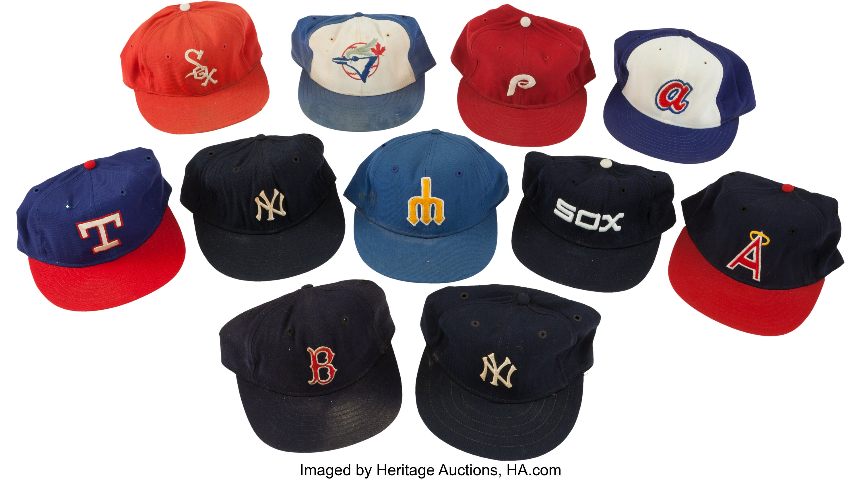 1970's-80's Major League Baseball Game Worn Caps Lot of 22.... | Lot ...