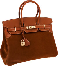 Hermes 35cm Brown Leather Custom Hand Painted Birkin Auction