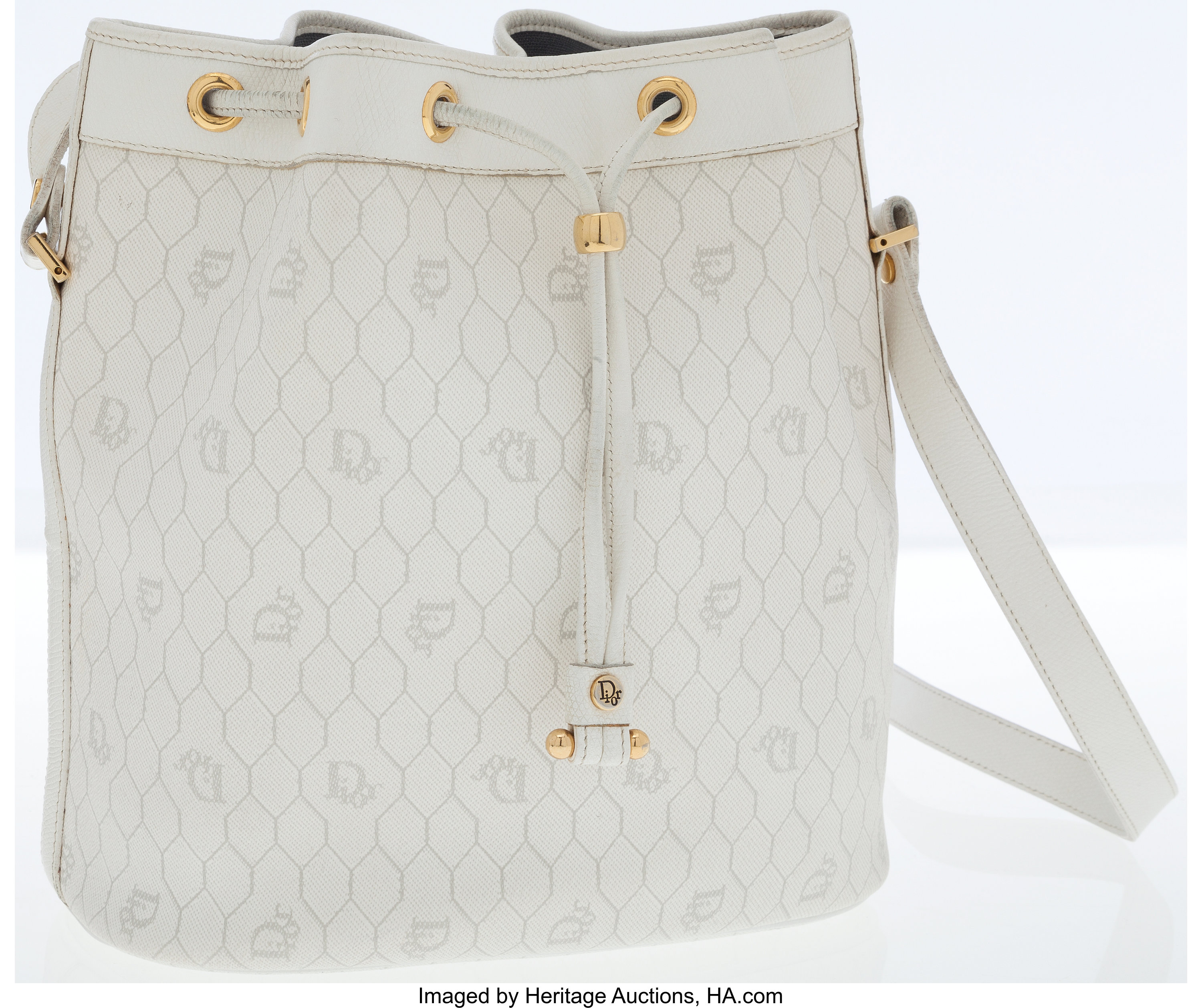 Christian Dior White Monogram Leather Bucket Bag with Shoulder, Lot #79035