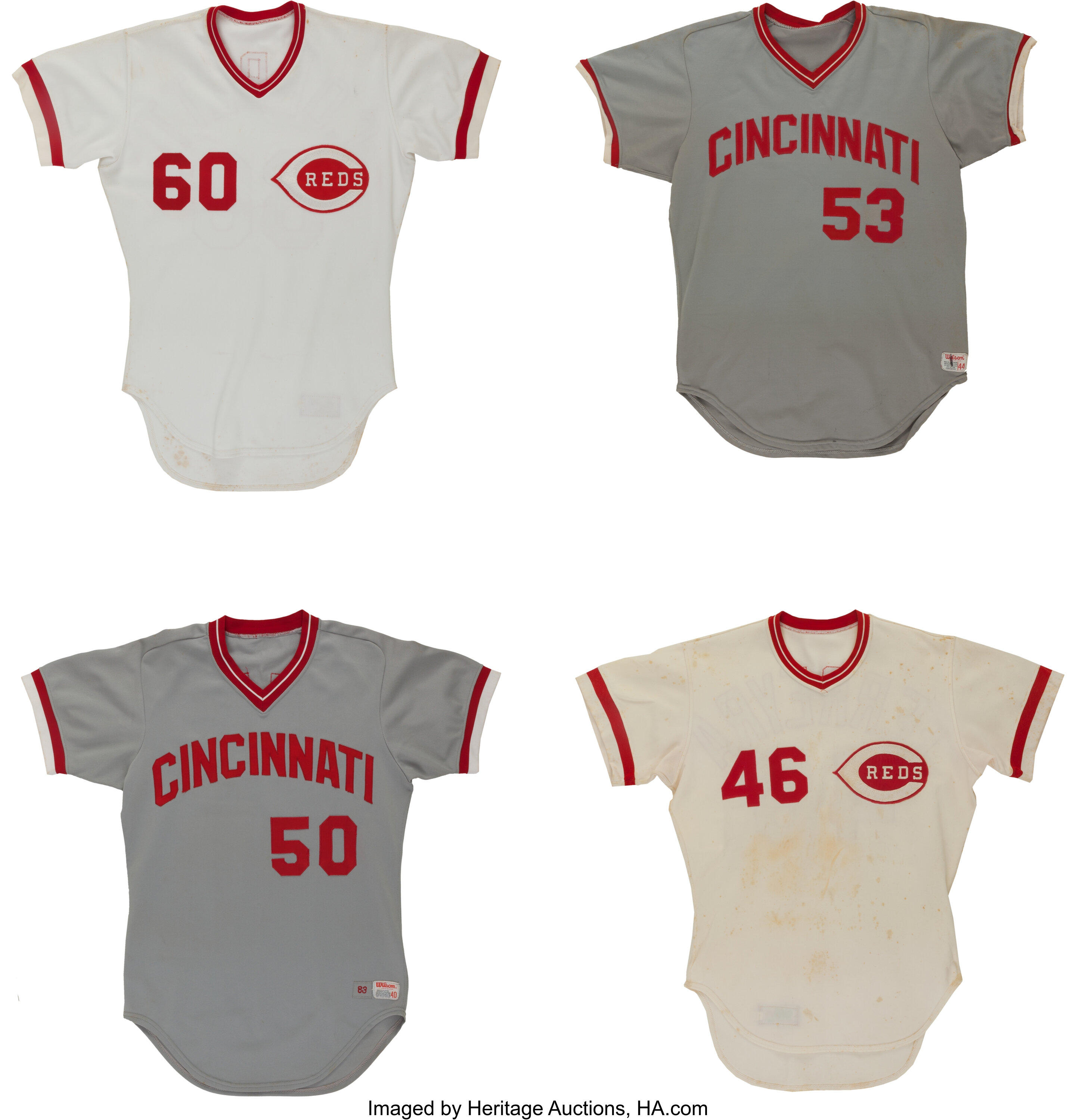 1974-83 Cincinnati Reds Game Worn Jerseys Lot of 4. Baseball