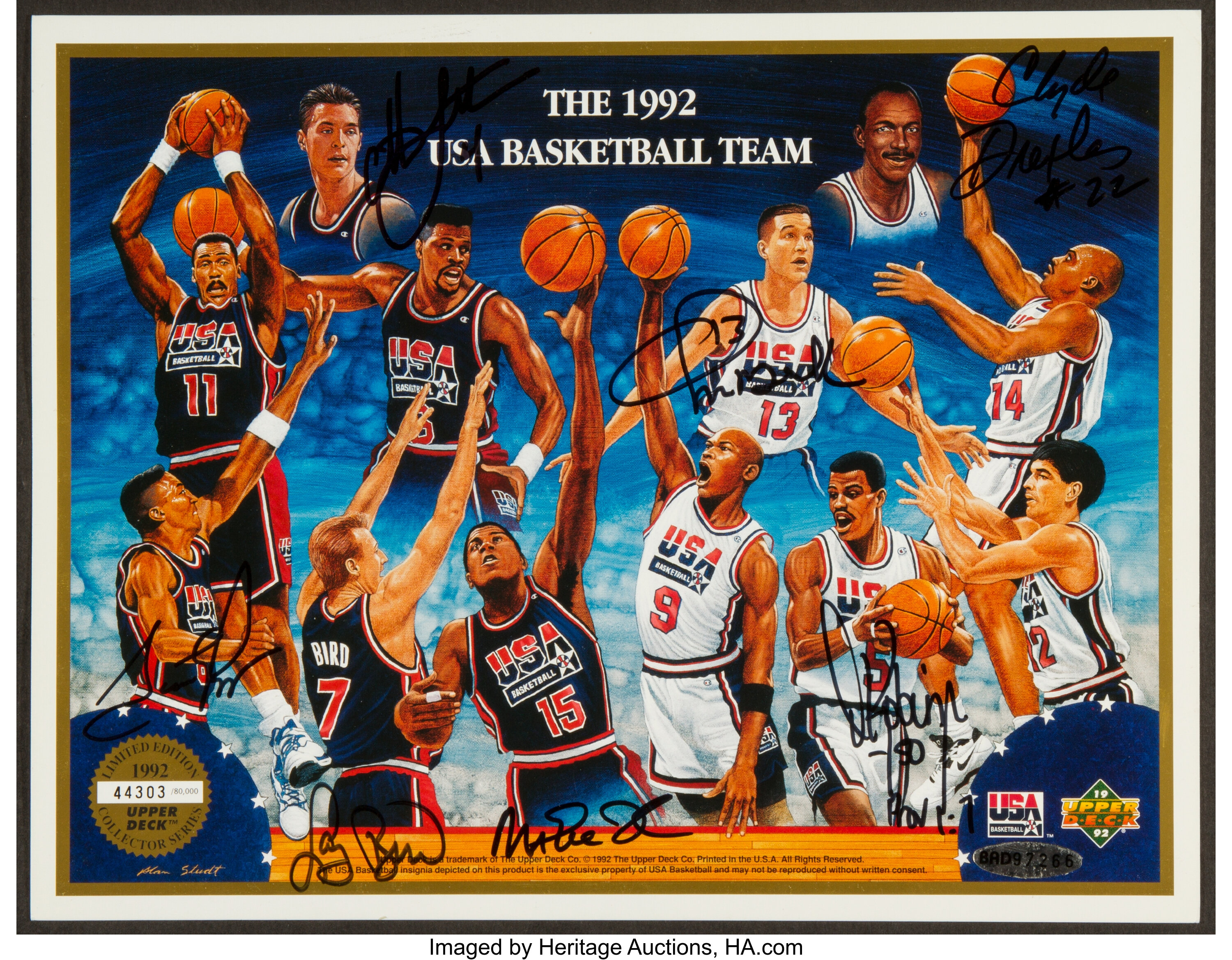 1992 Dream Team Multi Signed Print.... Basketball Collectibles