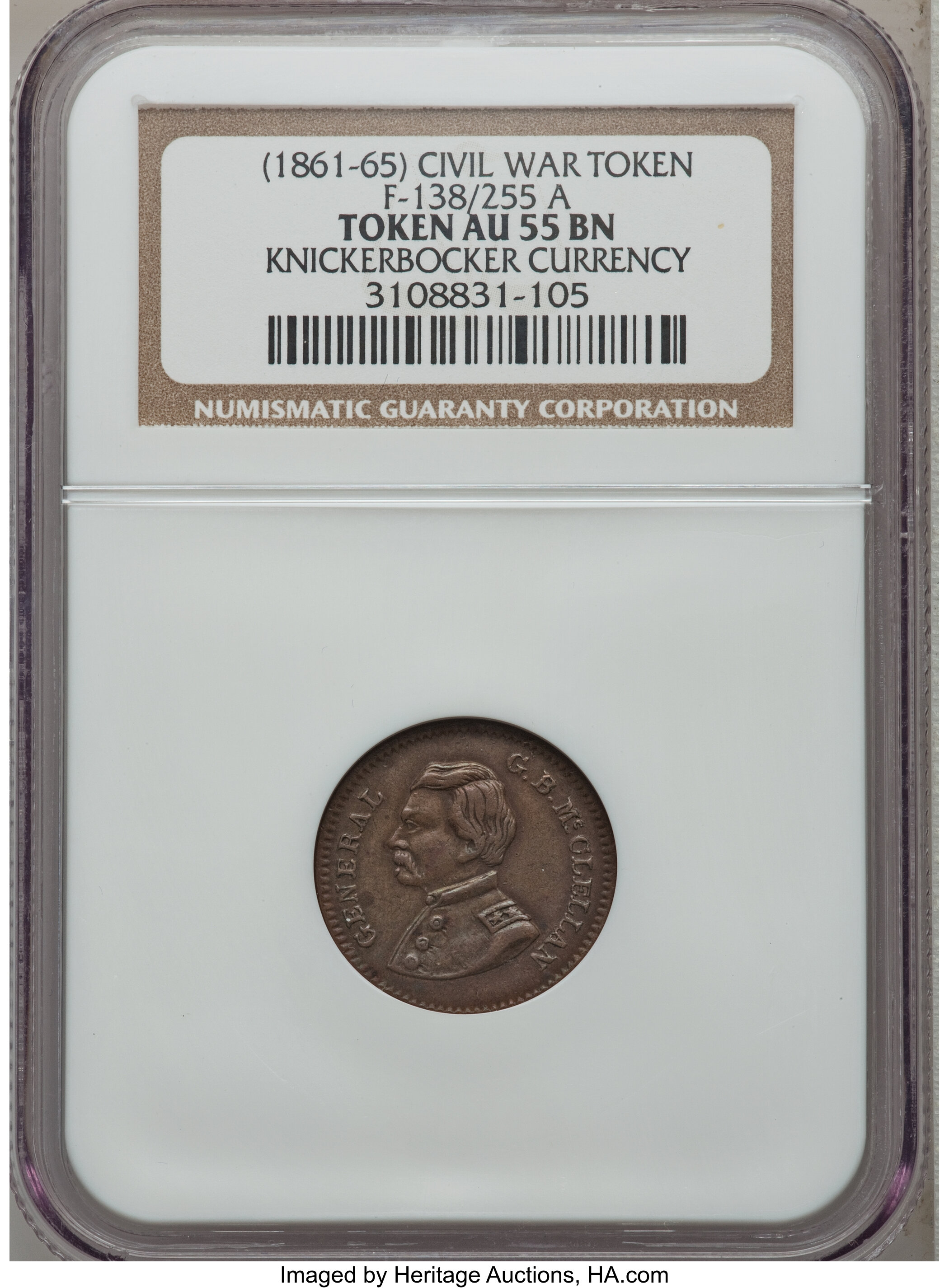 (1861-65) Knickerbocker Currency, Civil War Token AU55 NGC. | Lot #9777 ...