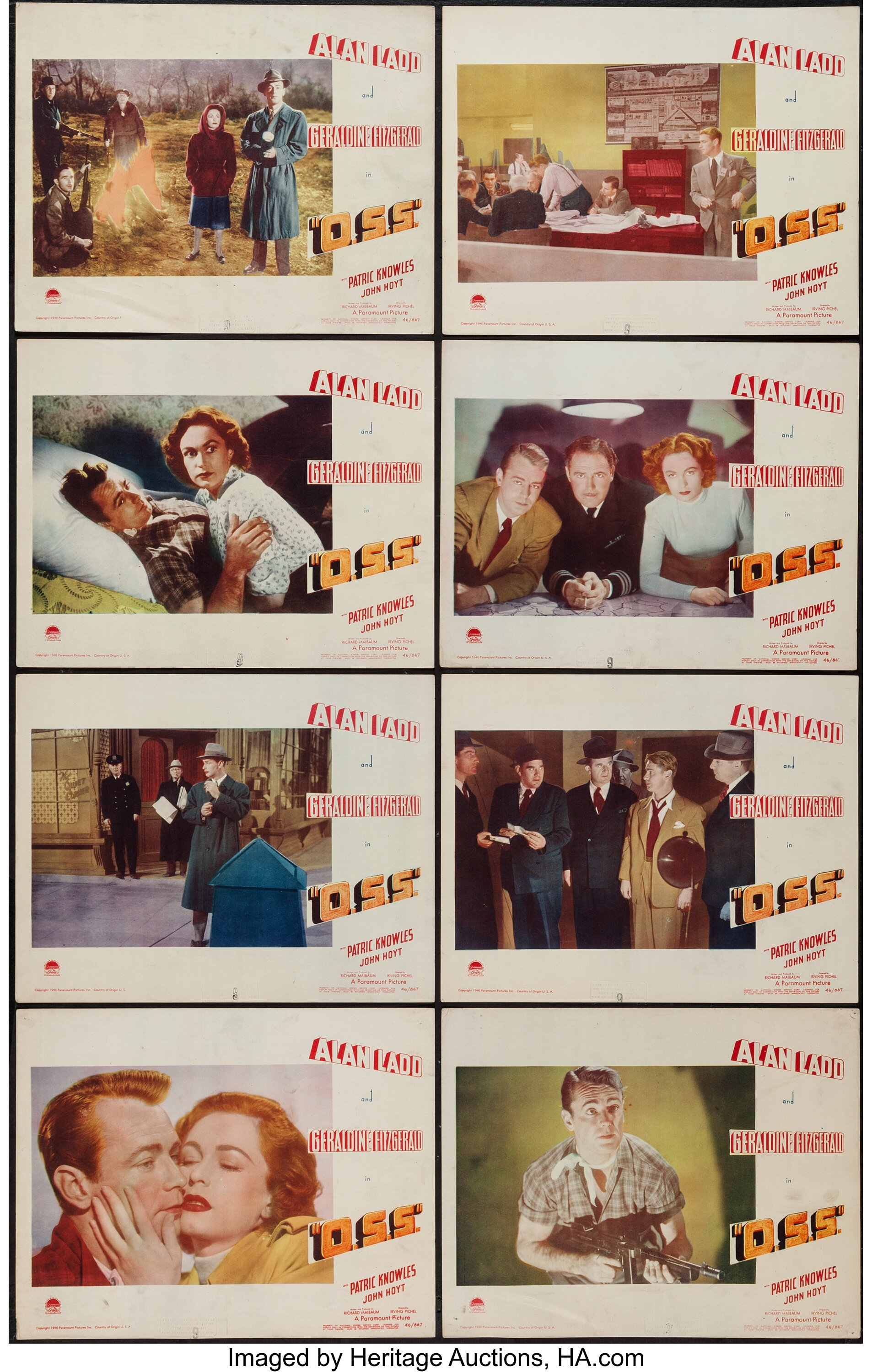 O.s.s. (paramount, 1946). Lobby Card Set Of 8 (11