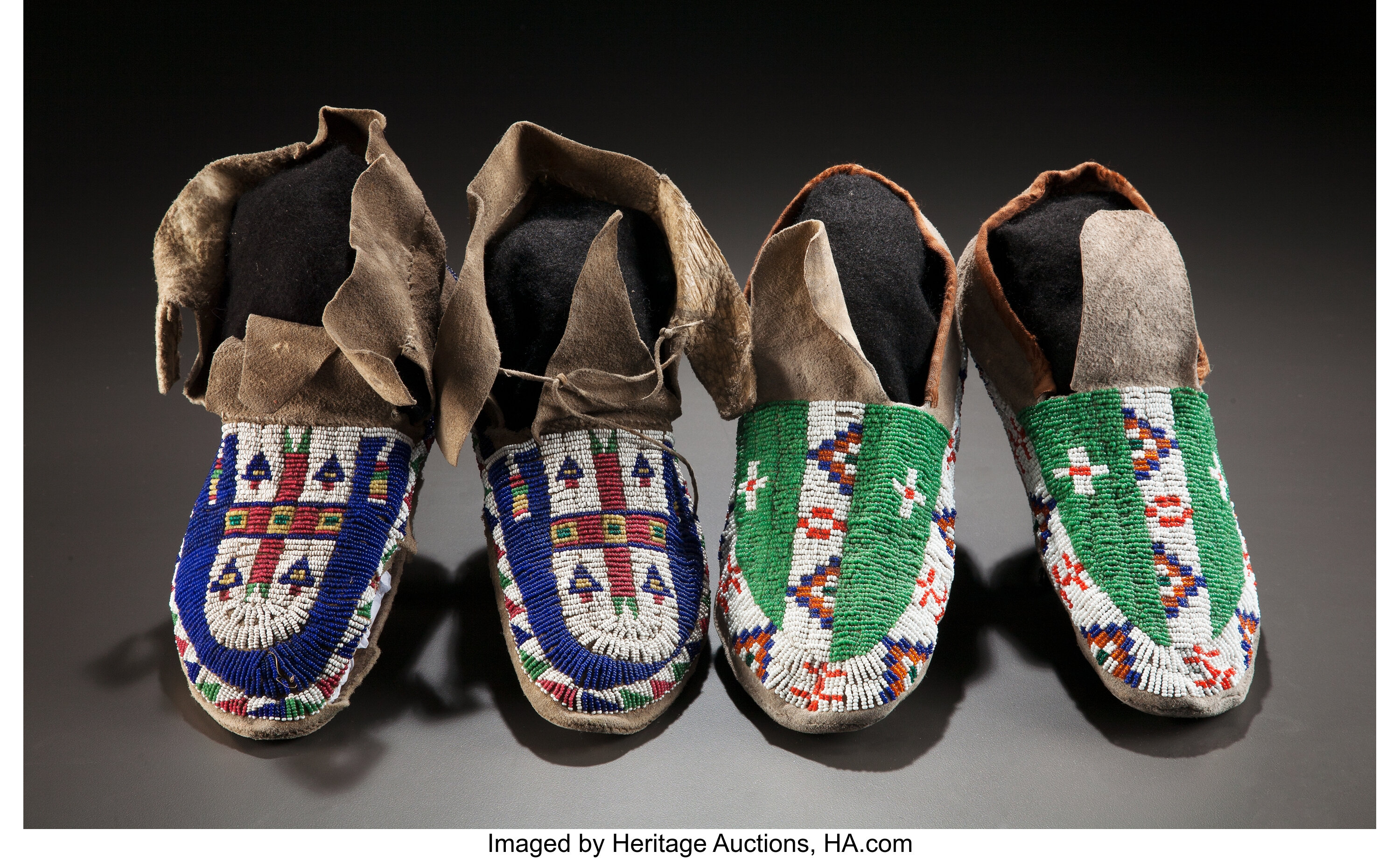 Two Pairs Of Sioux Beaded Hide Moccasins C 1900 Total 2 Lot 54113 Heritage Auctions 