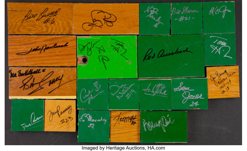 Boston Celtics Legends Signed Pieces Of The Boston Garden