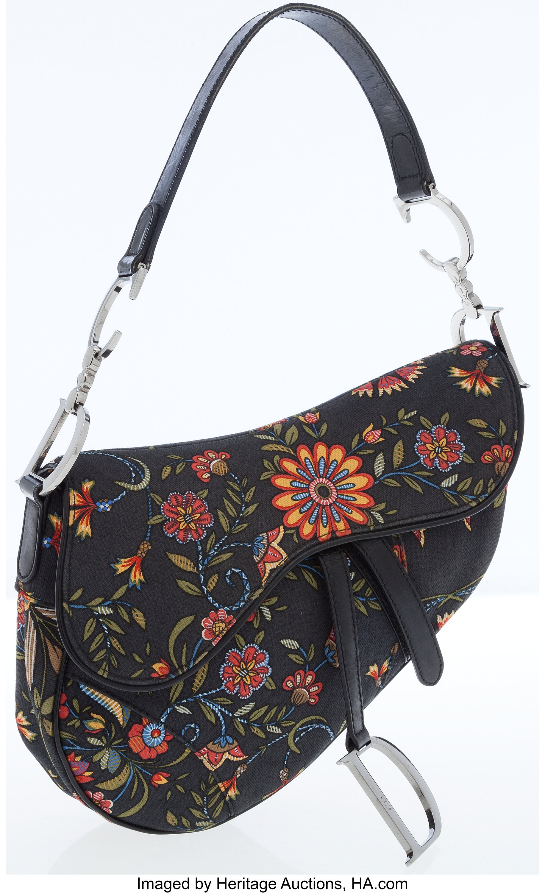 Christian Dior Vintage Floral Saddle Bag