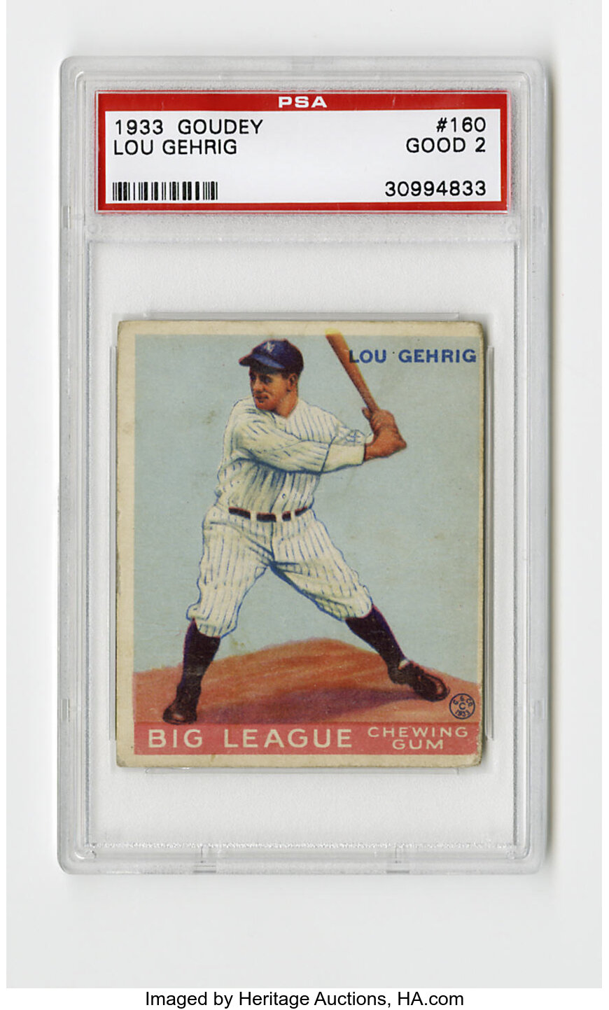 1933 Goudey Lou Gehrig #160 PSA Good 2. Nice card from this Big | Lot ...