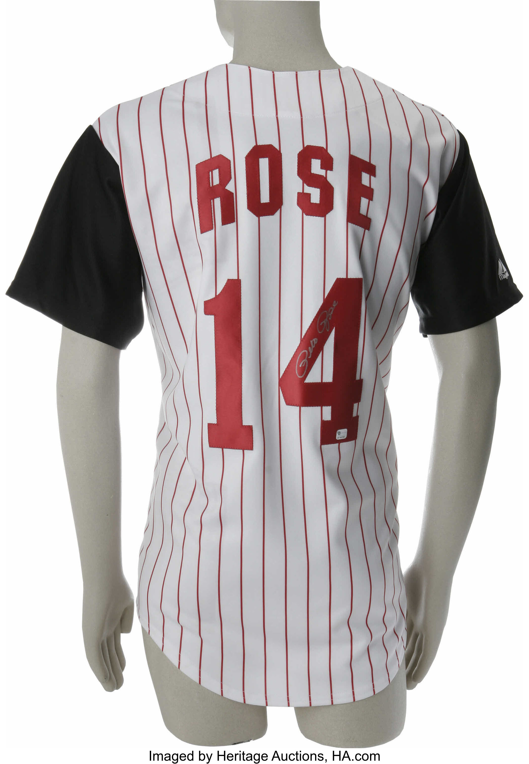 Pete Rose Signed Jersey. Great home replica Cincinnati Reds home, Lot  #10276