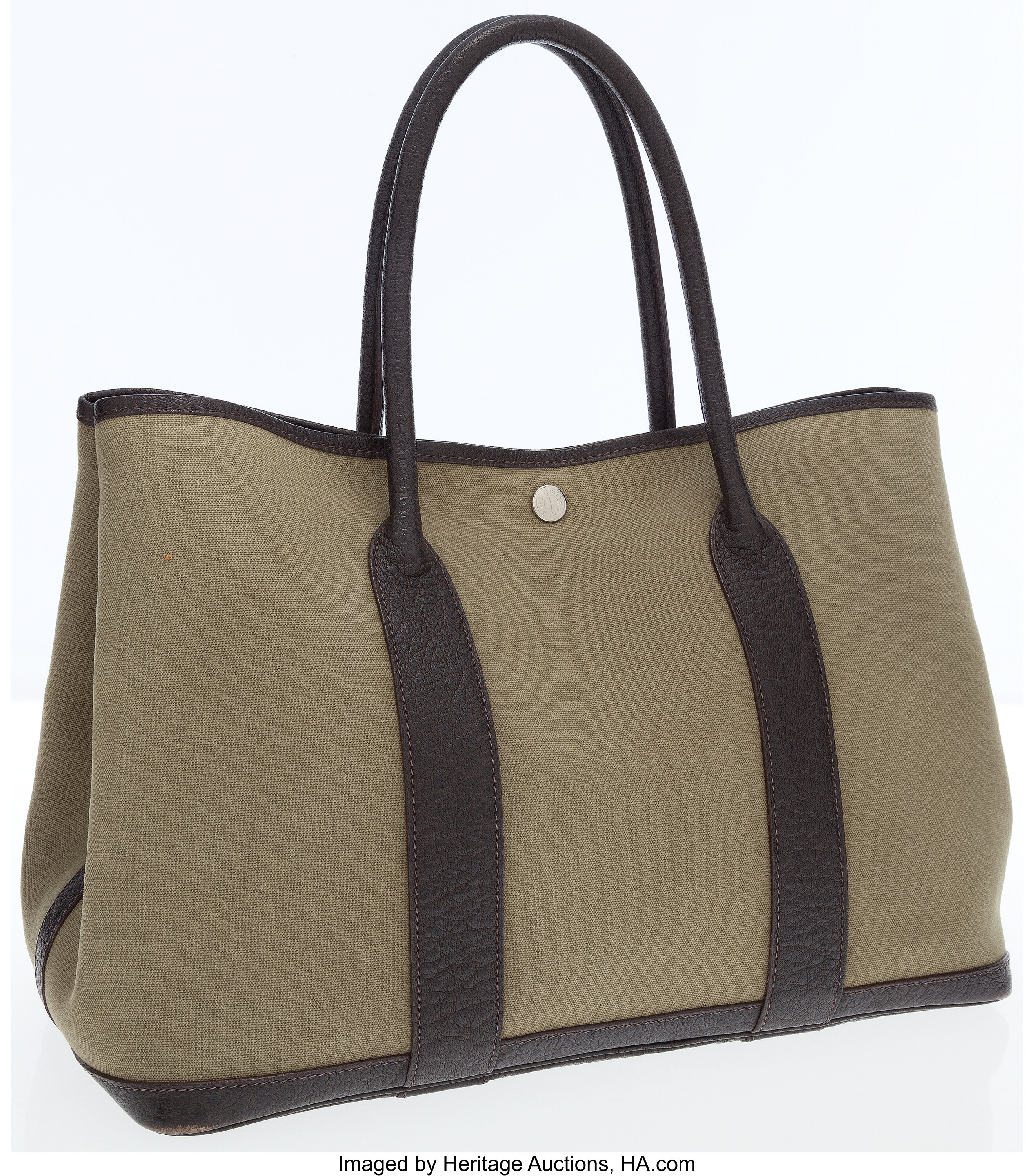 Hermes Olive Green Canvas Garden Party Bag