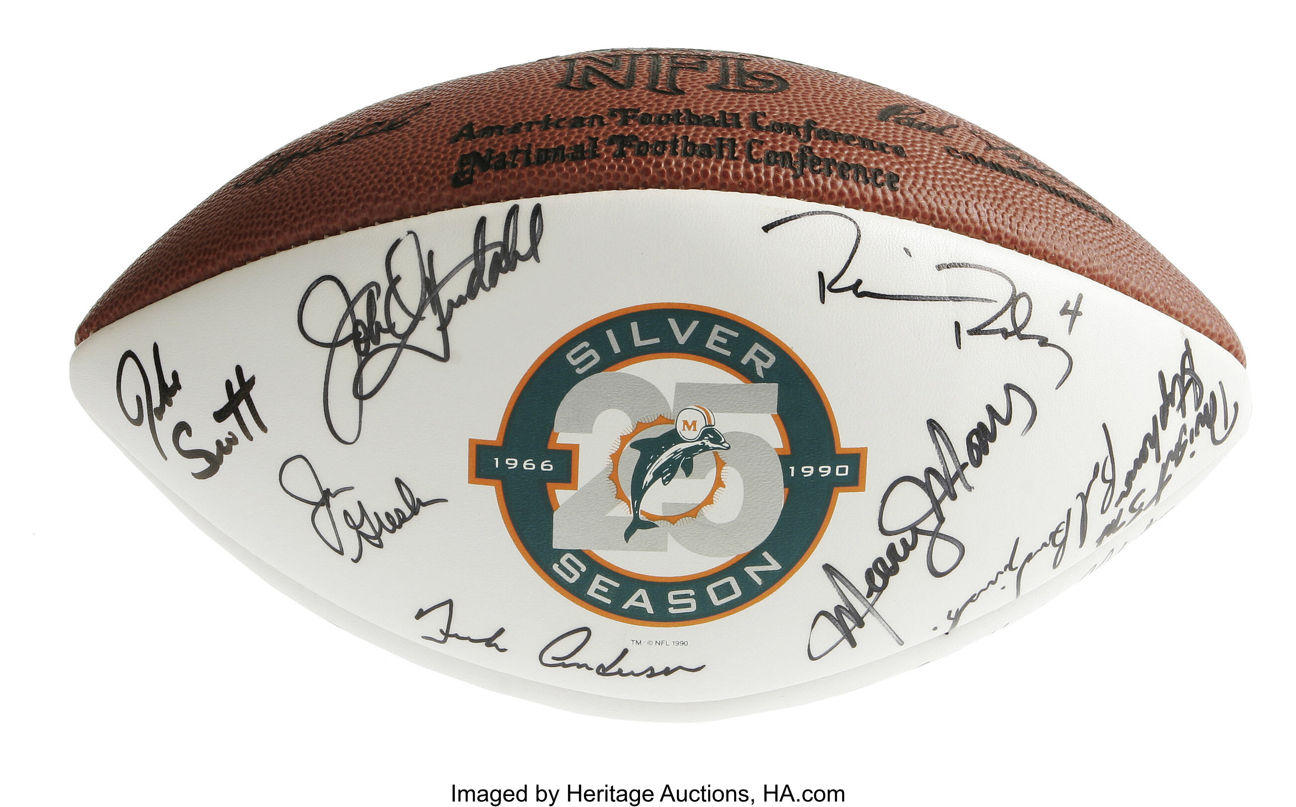 Miami Dolphins 25th Anniversary Multi Signed Poster. Football