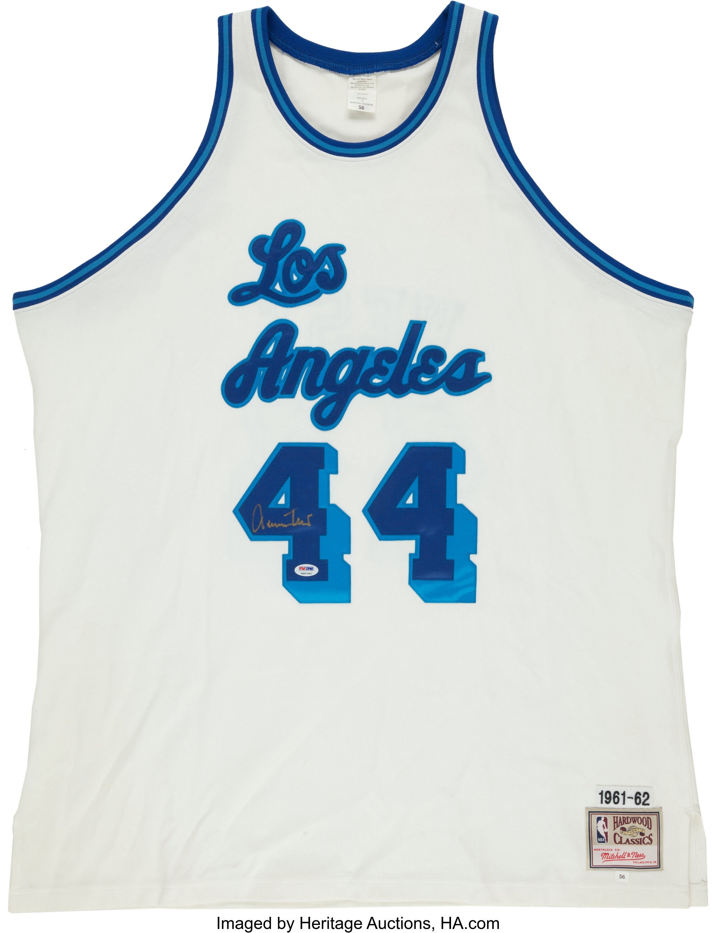 Jerry West Signed Throwback Los Angeles Lakers Jersey. , Lot #41130