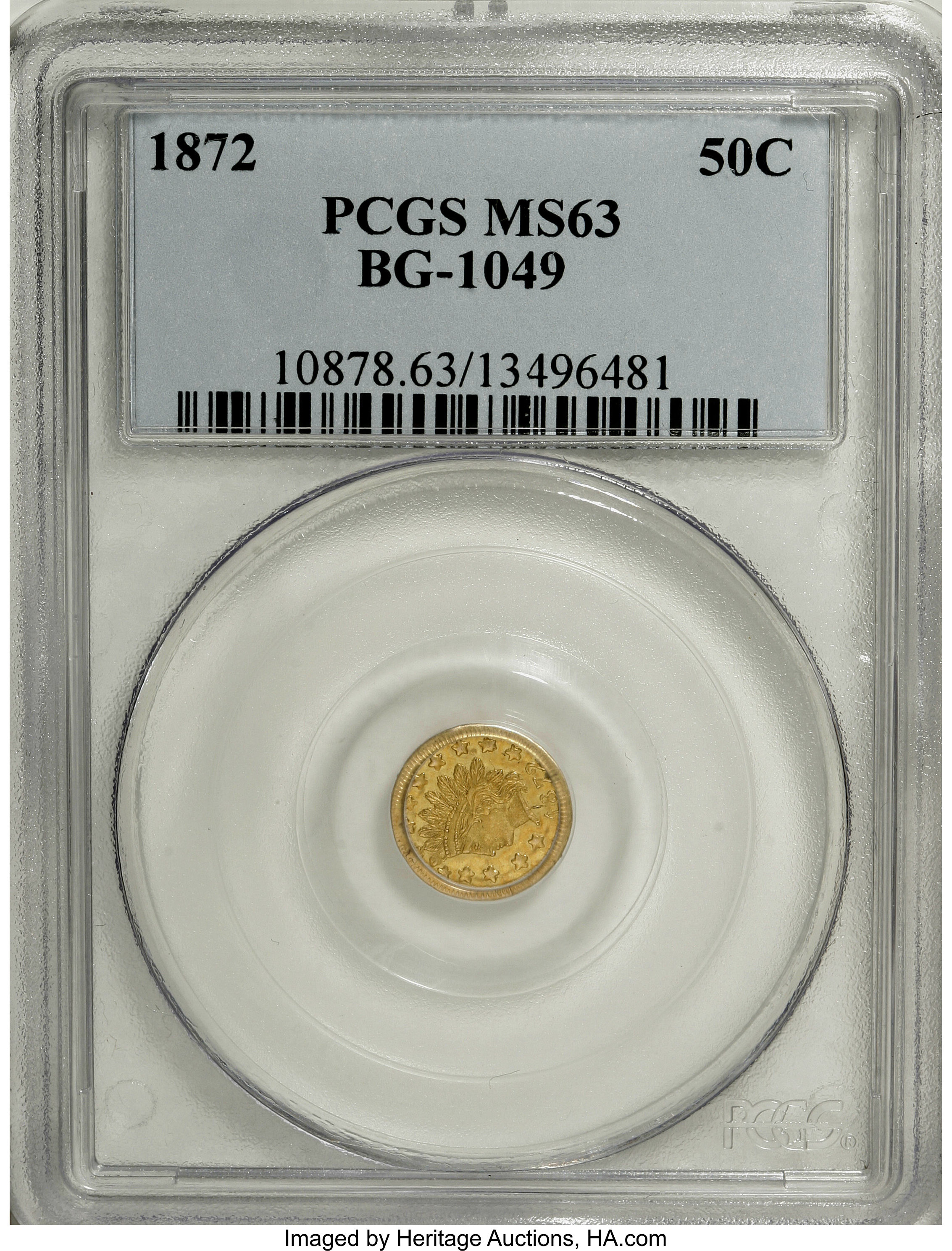 1872 50C Indian Round 50 Cents, BG-1049, R.4, MS63 PCGS. PCGS | Lot #10864  | Heritage Auctions