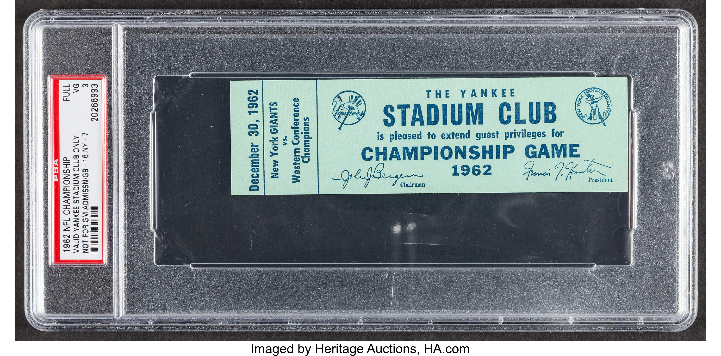 1962 NFL Championship Game Packers vs. Giants Full 'Yankee Stadium, Lot  #43111