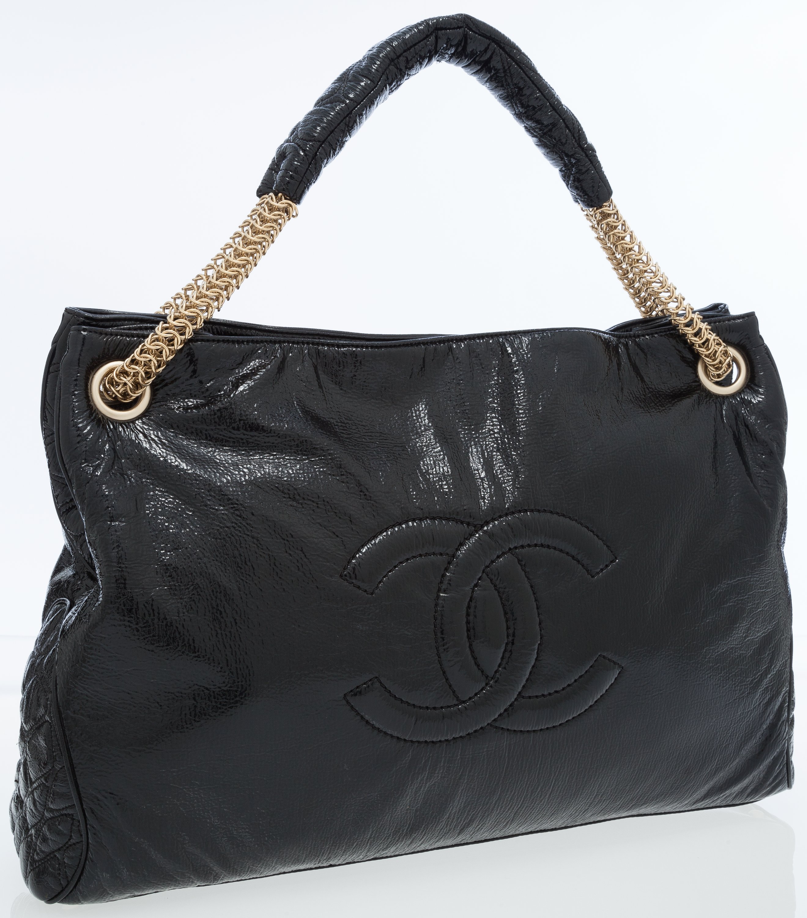 Chanel Black Patent Leather Shoulder Bag with Large CC Detail. ... | Lot  #79024 | Heritage Auctions