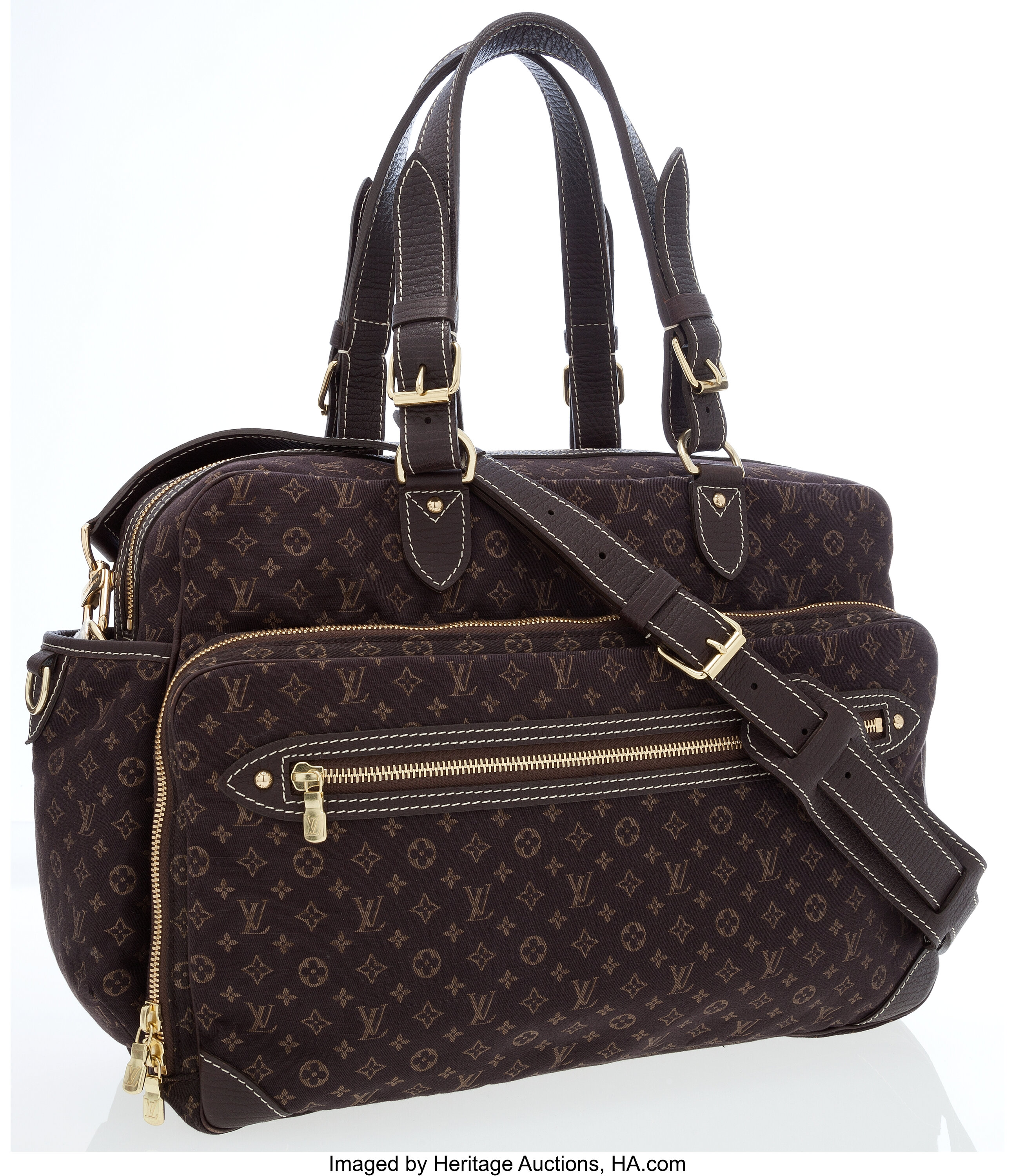 Louis Vuitton Brown Canvas Mini Lin Monogram Diaper Bag.  Luxury, Lot  #76025