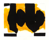 ROBERT MOTHERWELL (American, 1915-1991) Burning Elegy, 1991 Lithograph with hand-coloring 42-1/8