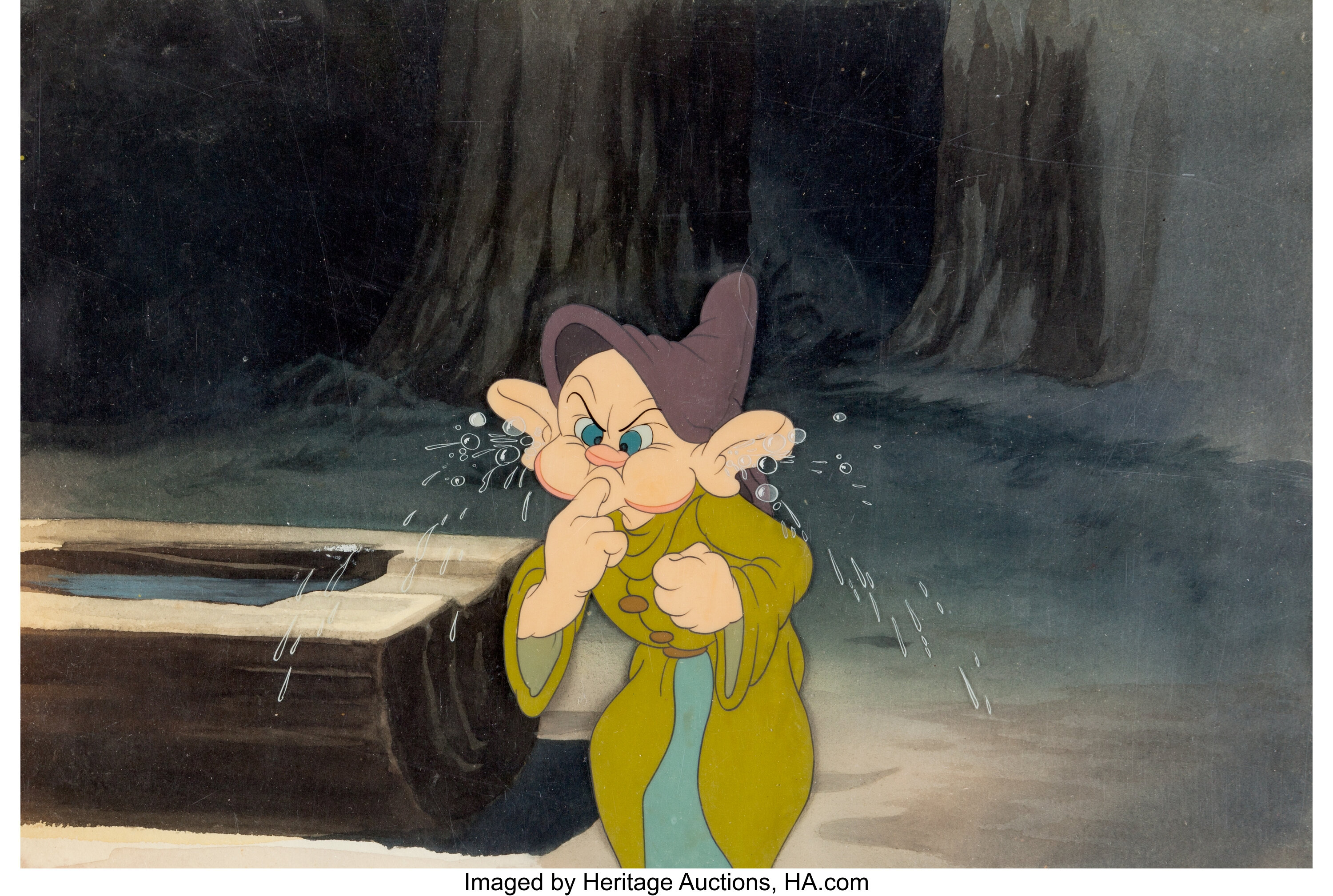Snow White and the Seven Dwarfs Dopey Production Cel and Background | Lot  #95080 | Heritage Auctions