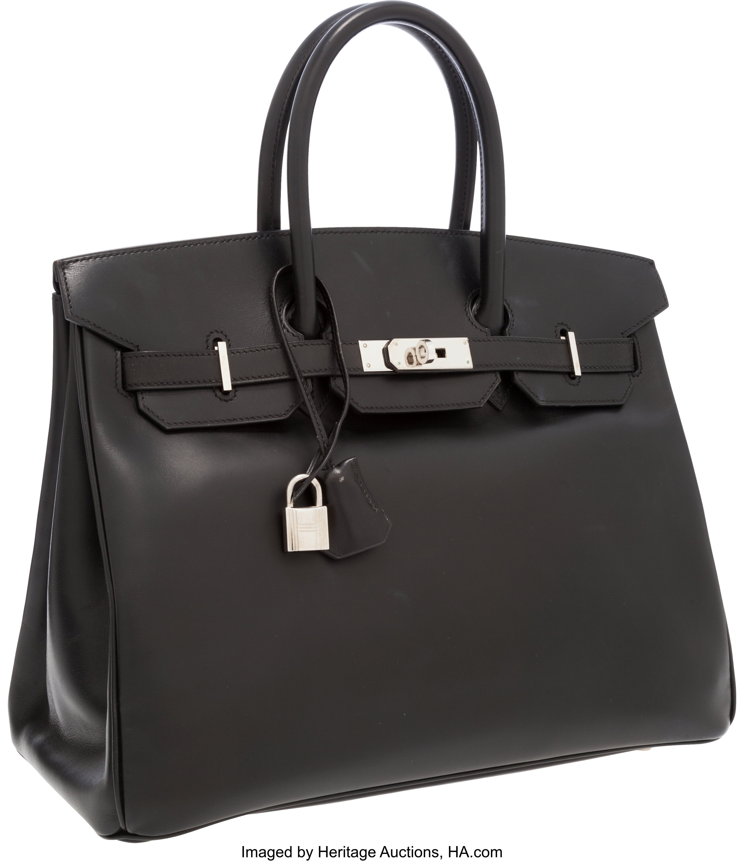 Hermes 35cm Black Calf Box Leather Birkin Bag with Palladium, Lot #56158