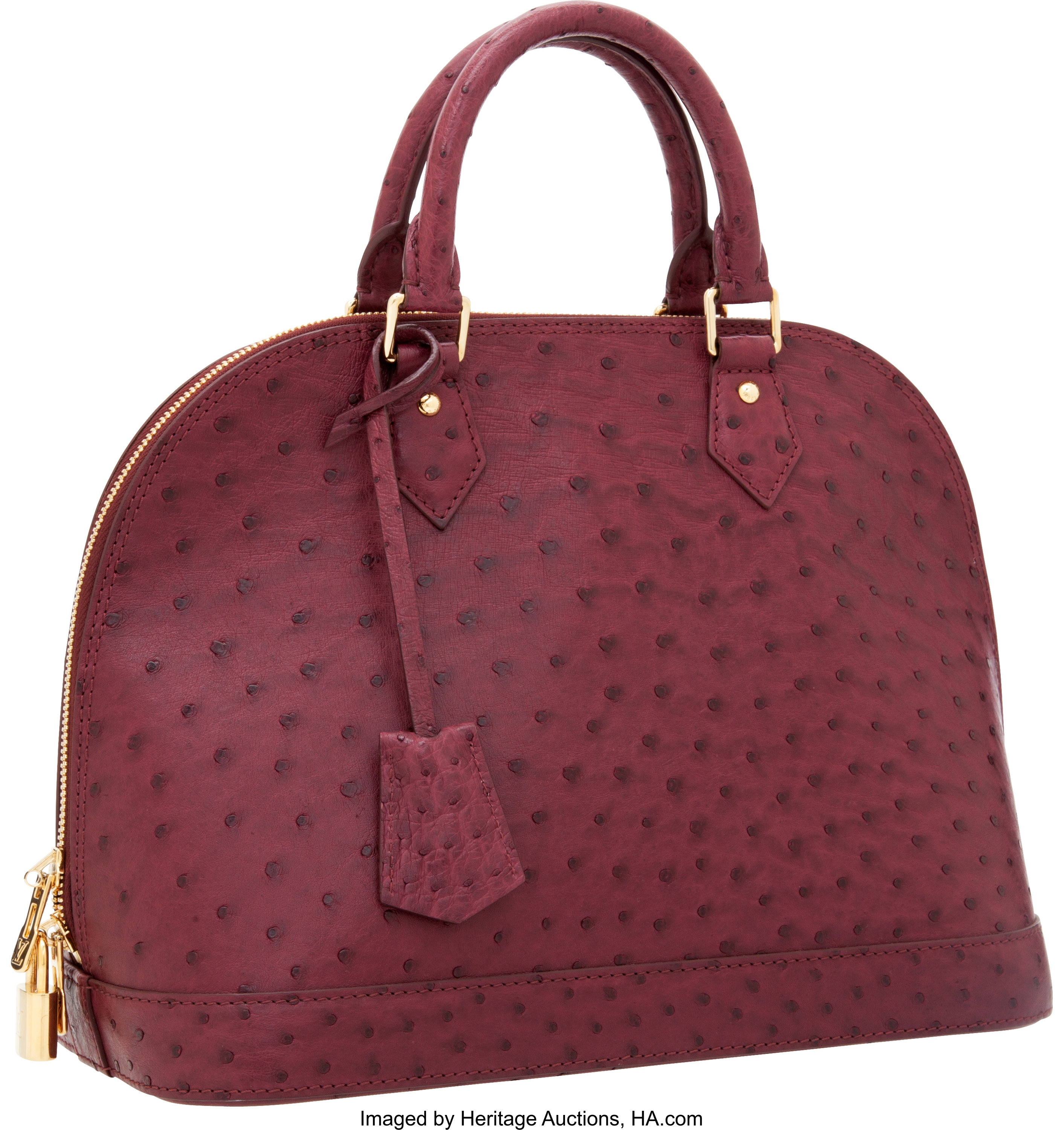Louis Vuitton Prune Ostrich Alma PM Bag with Gold Hardware
