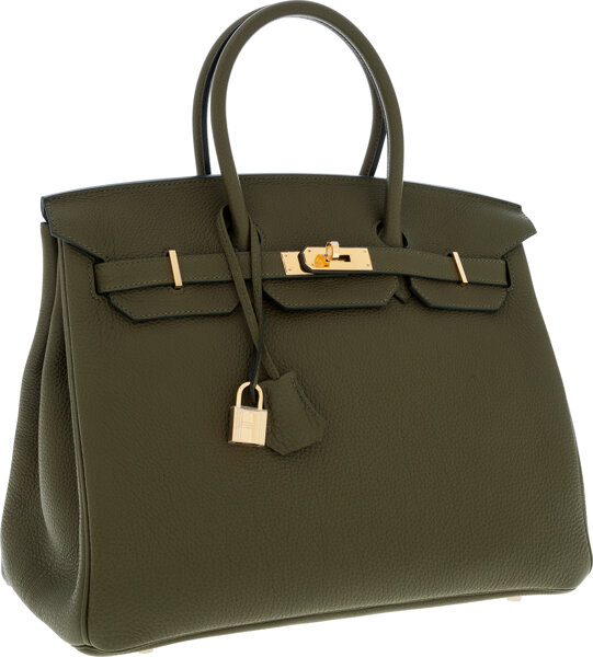 Hermes 35cm Vert Veronese Togo Leather Birkin Bag with Gold, Lot #56228
