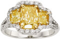 Estate Jewelry:Rings, Fancy Intense Yellow Diamond, Diamond, Platinum, Gold Ring. ...