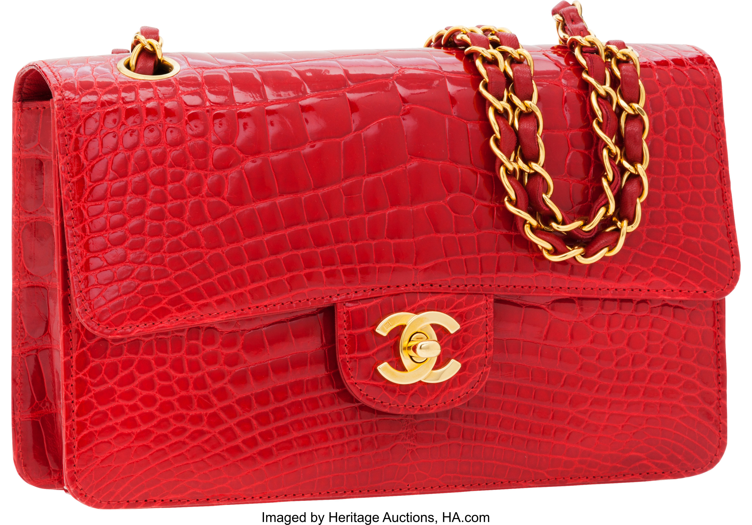 Chanel Shiny Red Crocodile Classic Rigid Medium Single Flap Bag | Lot  #56264 | Heritage Auctions