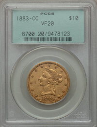 1883-CC $10 VF20 PCGS. Variety 2-C. (PCGS# 8700)