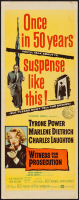 Witness for the Prosecution (United Artists, 1958). Insert (14" X 36"). Mystery