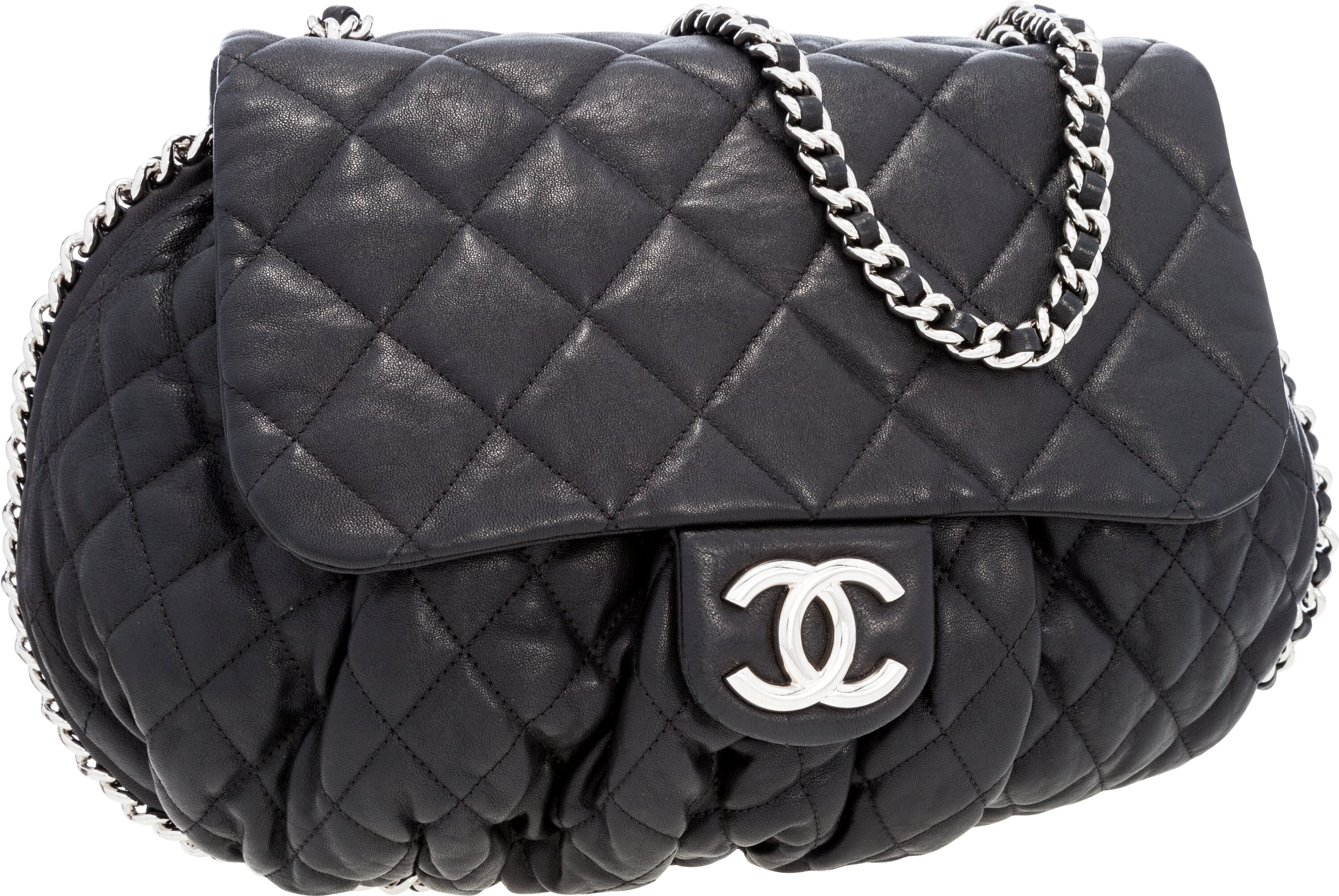 Chanel Black Quilted Lambskin Leather Large Chain Around Crossbody | Lot  #58255 | Heritage Auctions