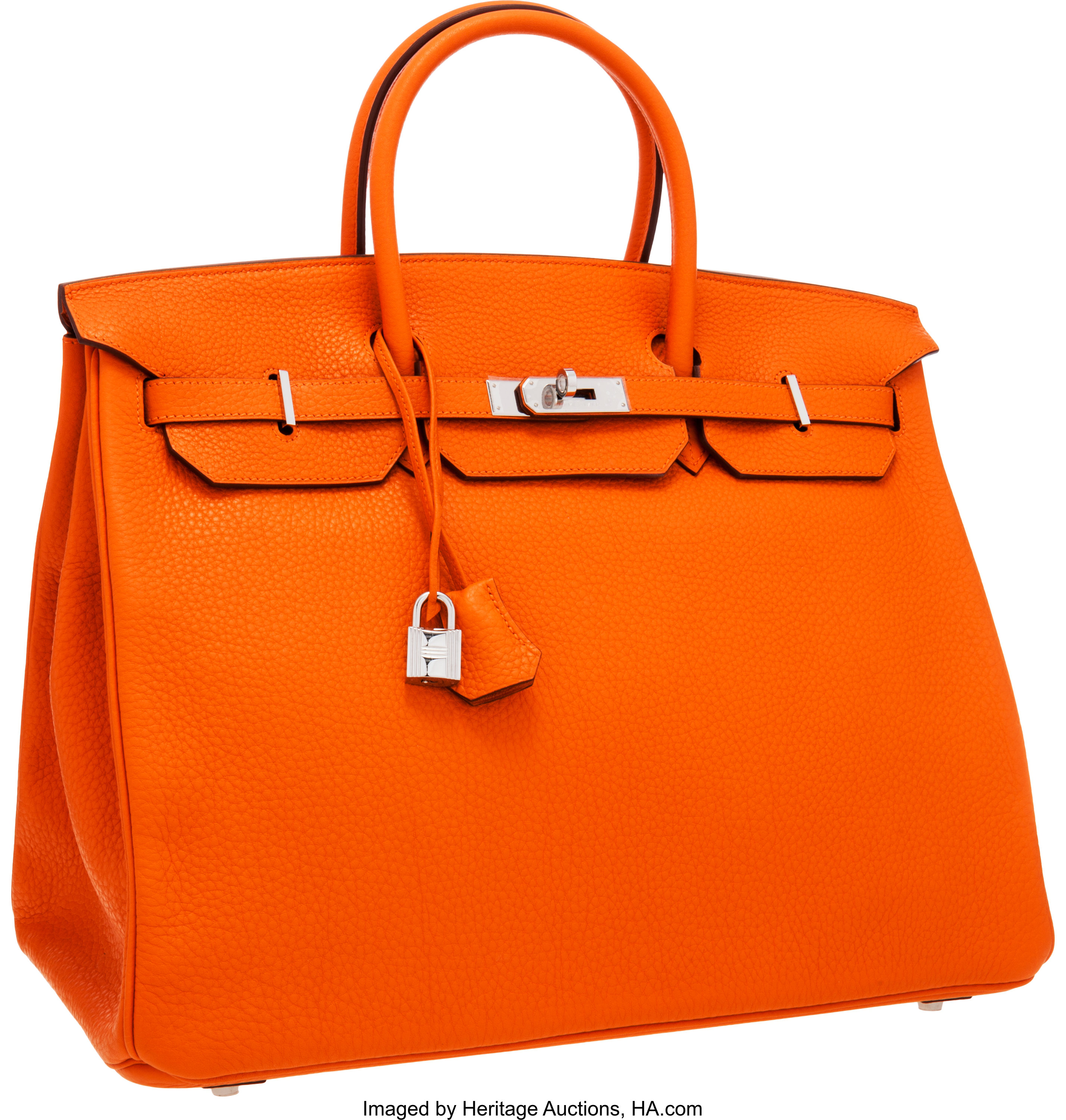Hermes 40cm Orange H Togo Leather Birkin Bag with Palladium