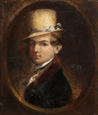 SAMUEL FINLEY BREESE MORSE (American, 1791-1872) Portrait of a Man in a Top Hat, 1840 Oil on panel