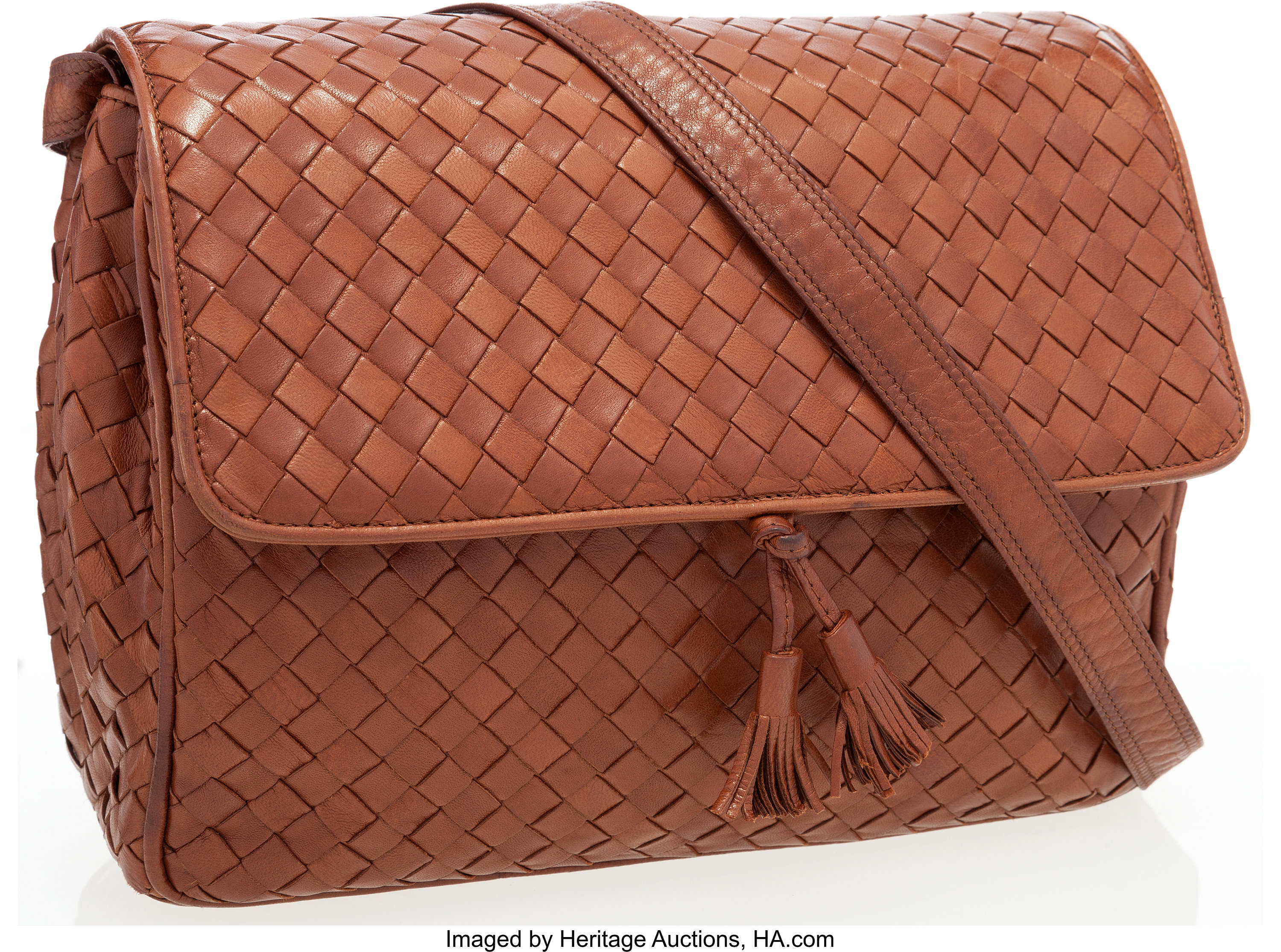 Bottega Veneta Brown Intrecciato Nappa Leather Messenger Bag. , Lot  #76019