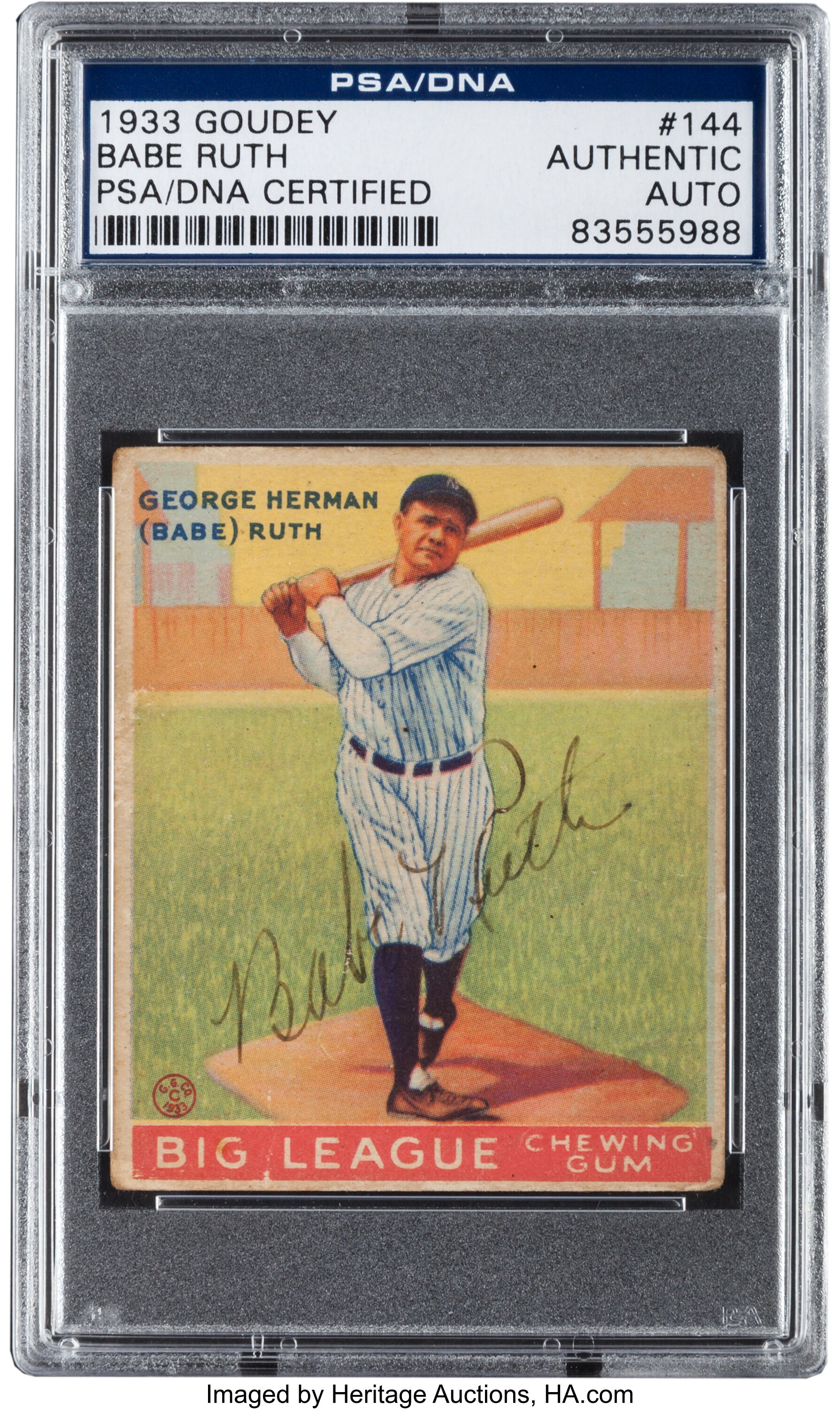 1933 Goudey BABE RUTH #53 Reprint with Autographed front New York