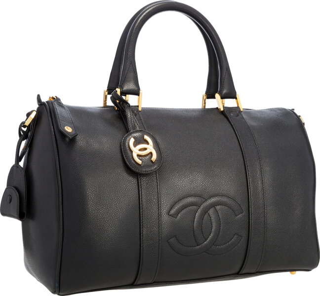 Chanel Black Caviar Leather Boston Bag with Gold Hardware. Very, Lot  #58255