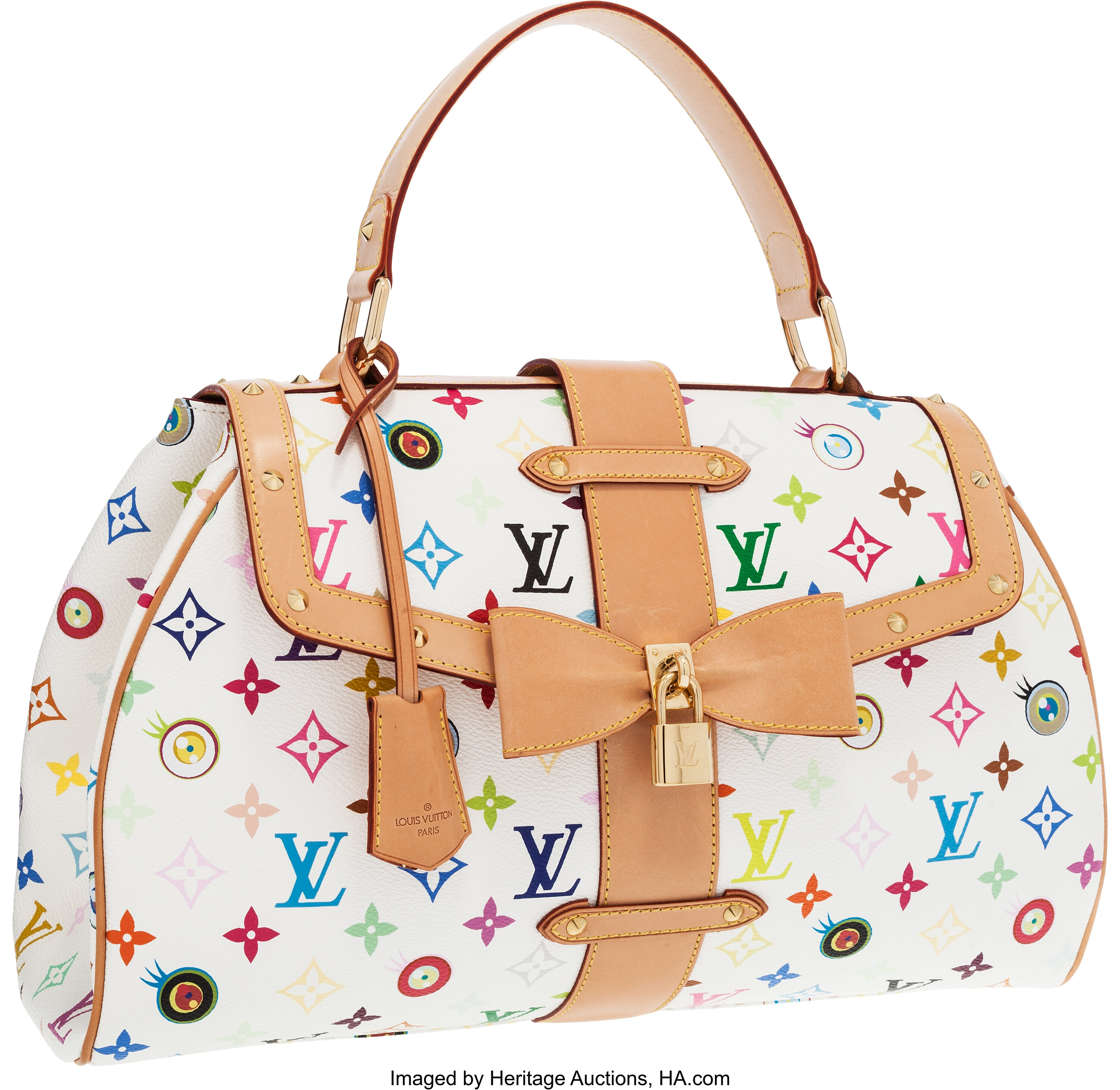 Louis Vuitton, Bags, Takashi Murakami Louis Vuitton White Monogram  Multicolore Eye Need You Bag Rare