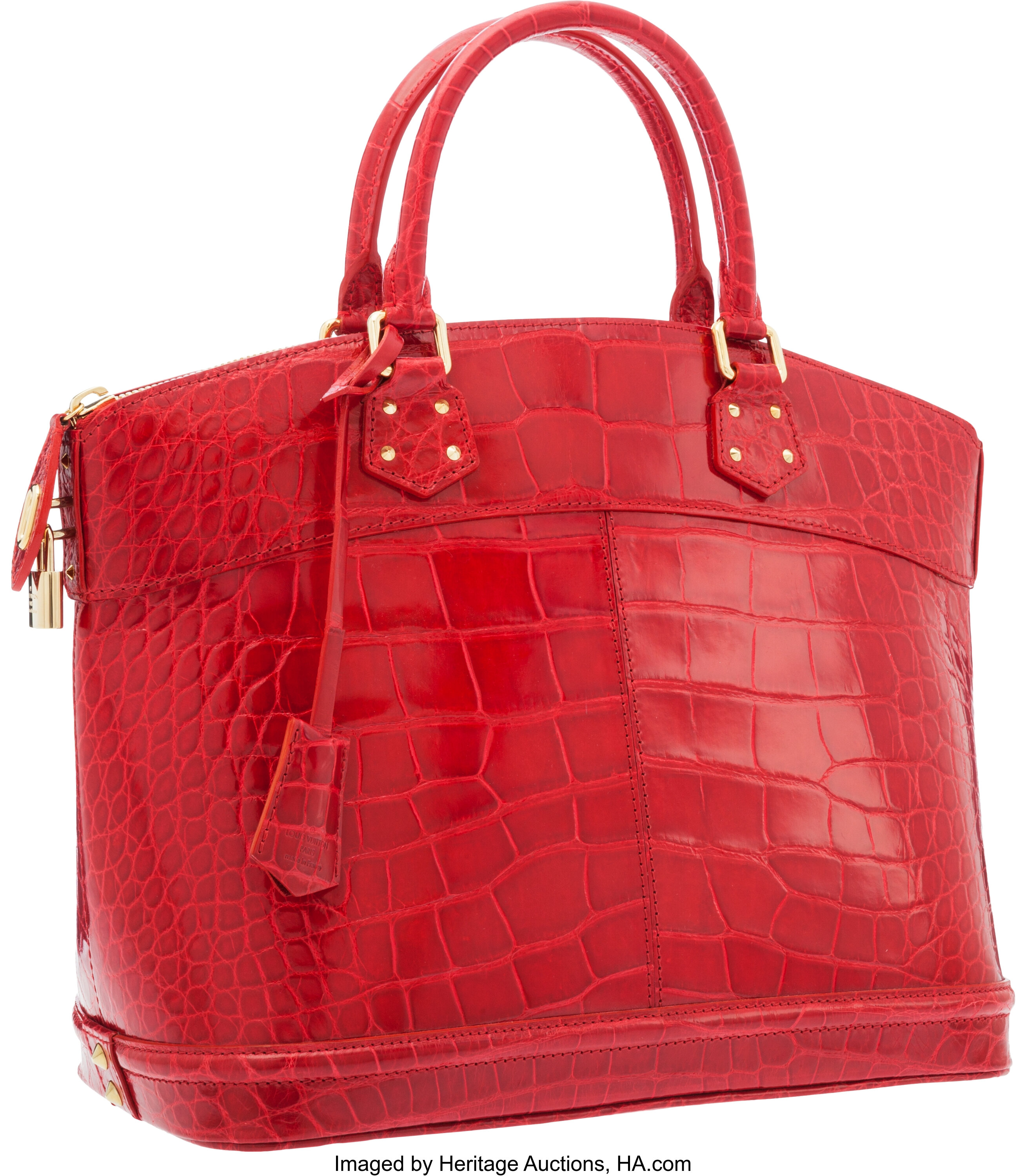 Louis Vuitton Red Alligator Lockit MM Bag. Excellent Condition. 14
