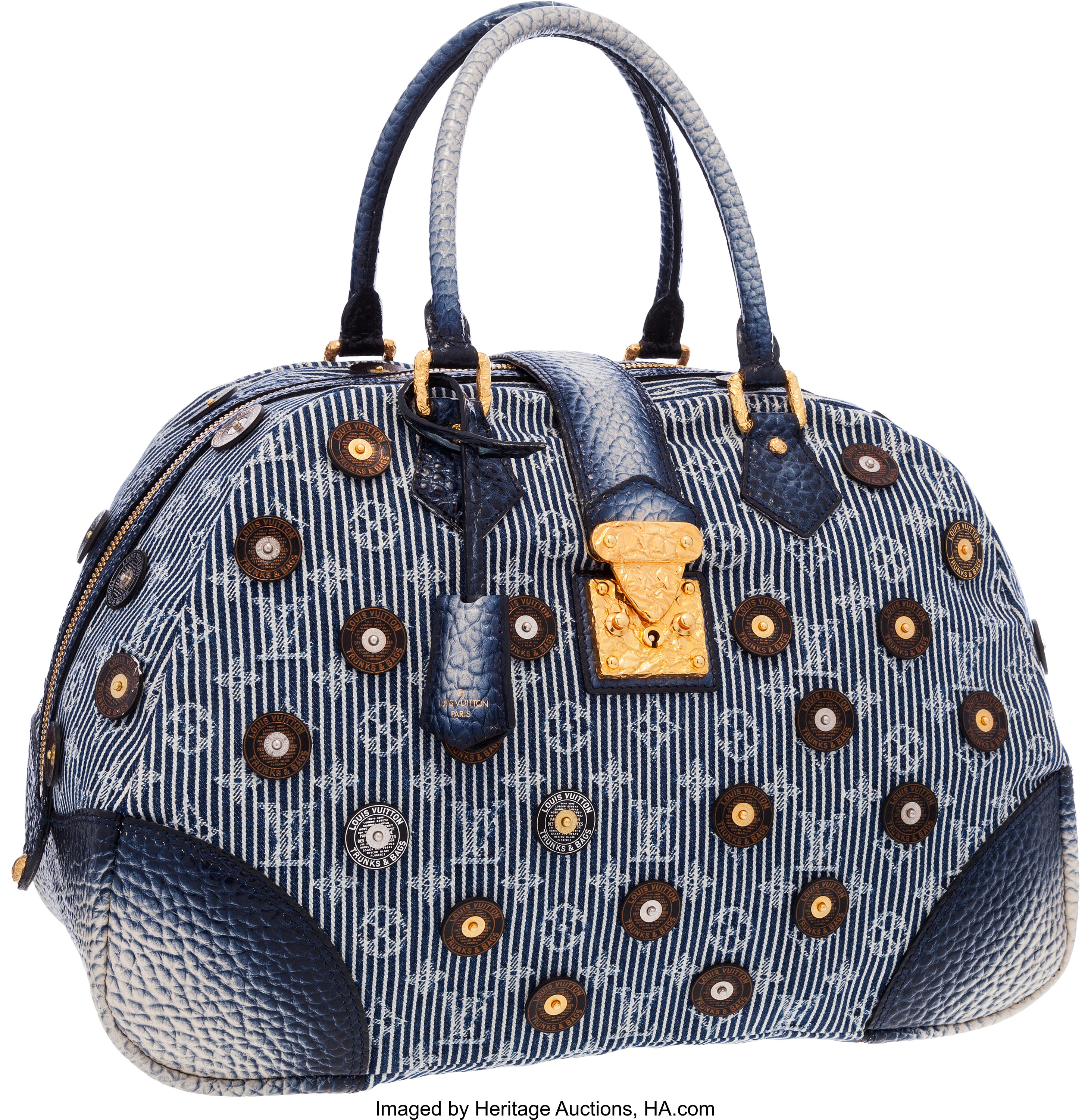 Louis Vuitton Limited Edition Blue Polka Dot Trunks & Bags Bowly, Lot  #58307
