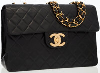 Chanel Black Quilted Lambskin Leather Maxi Single Flap Bag with Gold Hardware