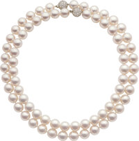 Tiffany & Co. South Sea Cultured Pearl, Diamond, Platinum Necklaces