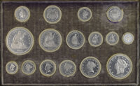 Purple Morocco Case for 16-Piece 1868 Aluminum Pattern U.S. Coinage Proof Set. (PCGS# 60883)