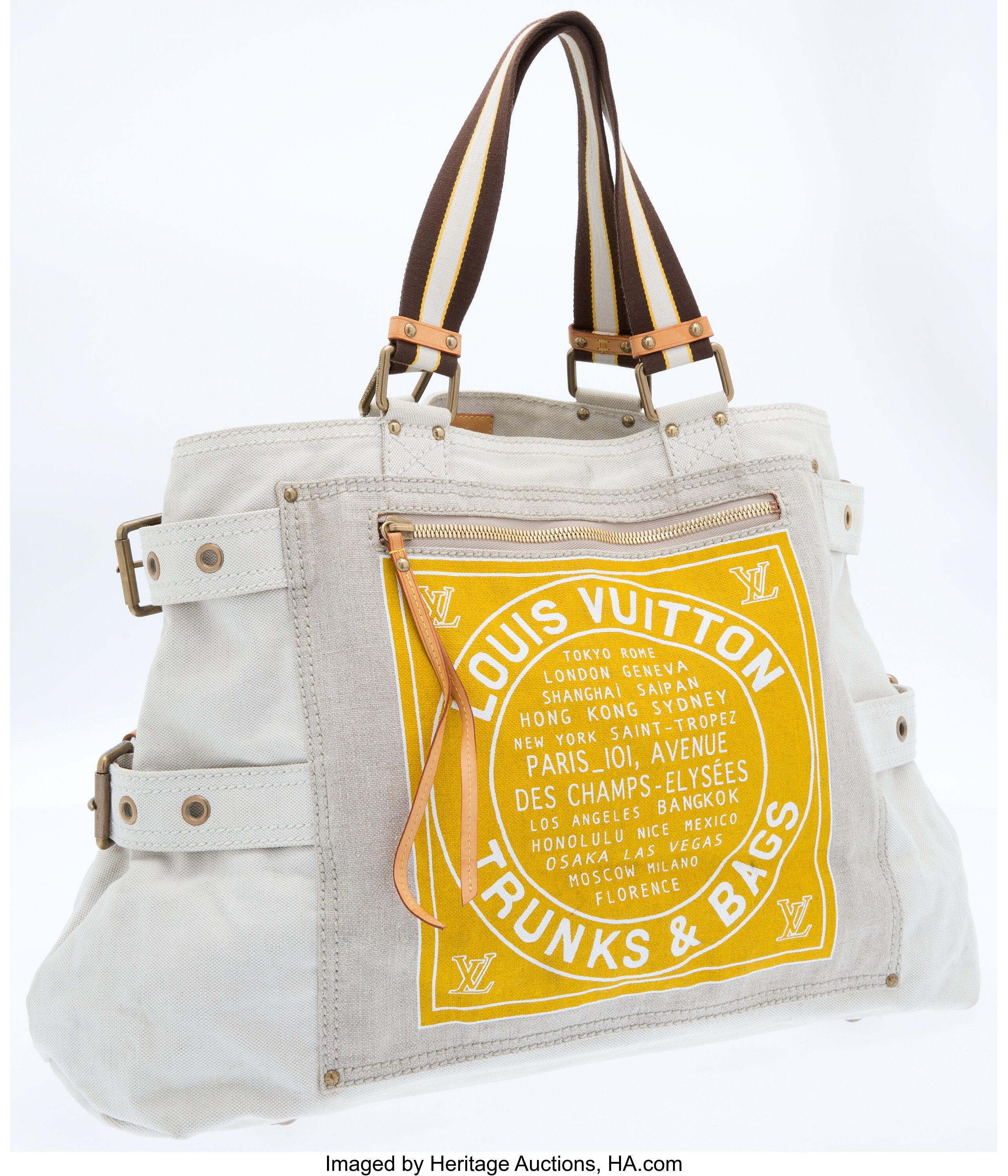 Louis Vuitton Yellow Globe Trotter Shopper Bag.  Luxury